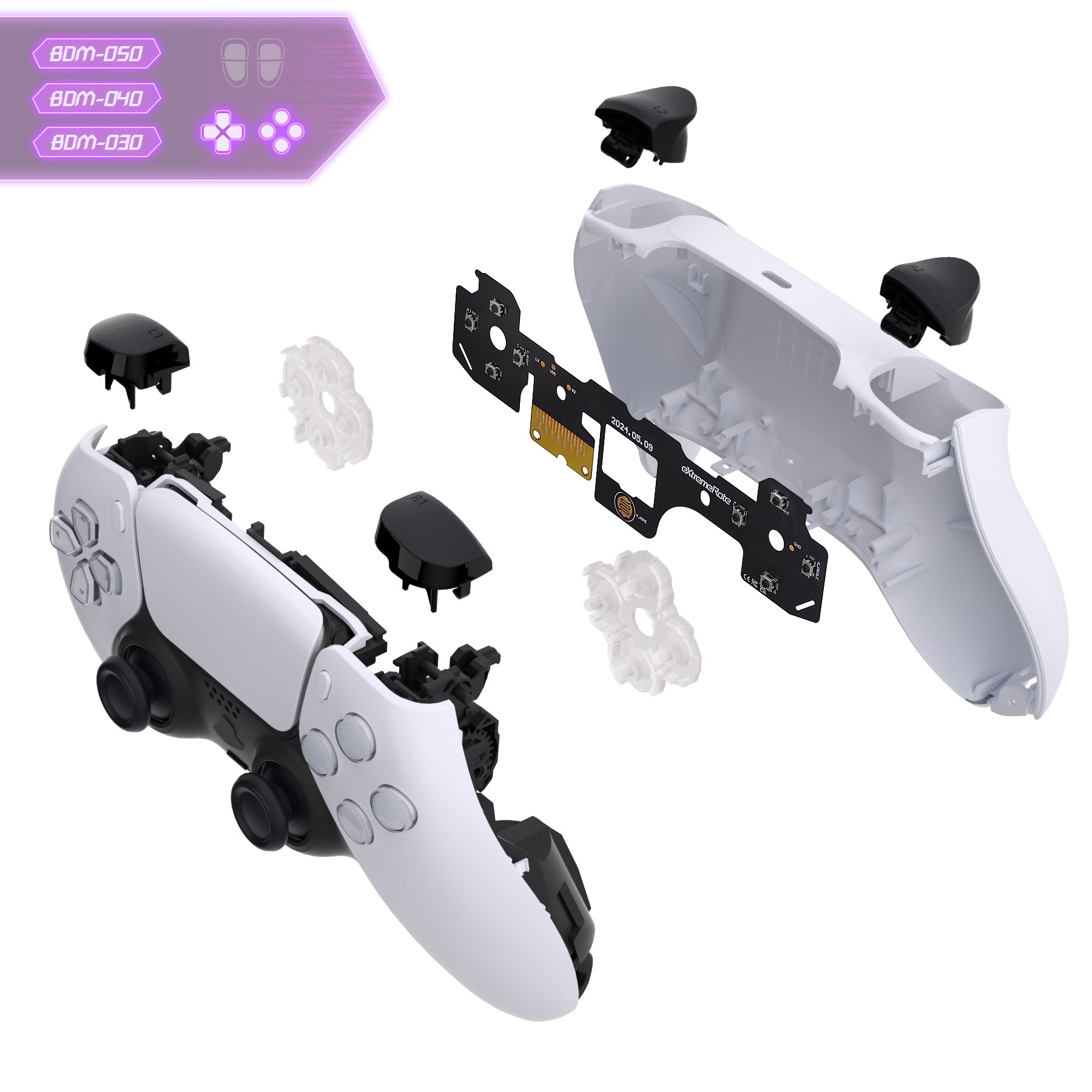 eXtremeRate Custom Tactile Dpad & Action Buttons Face Clicky Kit V3 for PS5 Controller BDM 030/040/050 - Upgrade Your Gaming Experience with Responsive Buttons for Competitive Play & Long Gaming Sessions