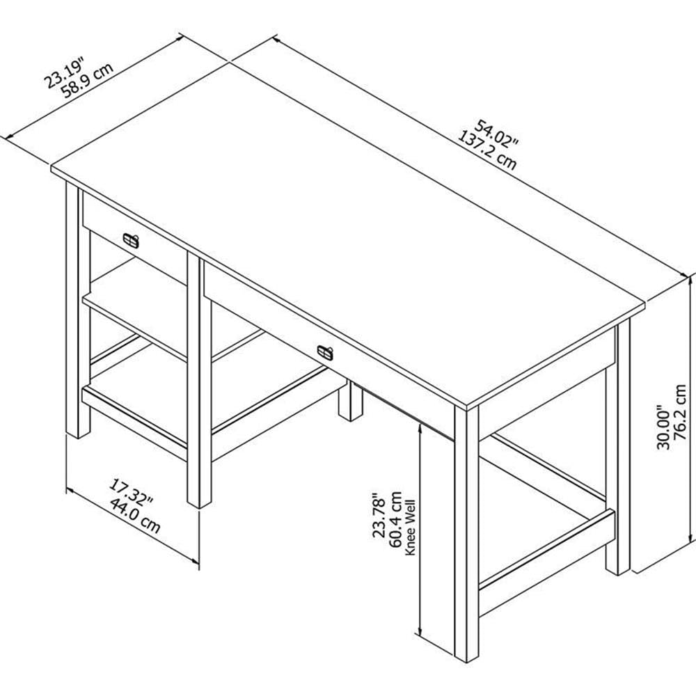 Atlin Designs Pure White Computer Desk with Shelves - Modern Home Office & Study Workstation for Small Spaces