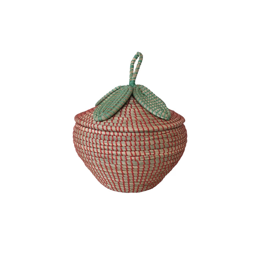 Strawberry Seagrass Woven Basket - Natural Storage Bin for Home Decor, Laundry, Picnic & Beach Essentials | Eco-Friendly Handmade Organizer for Fruits, Toys & Blankets