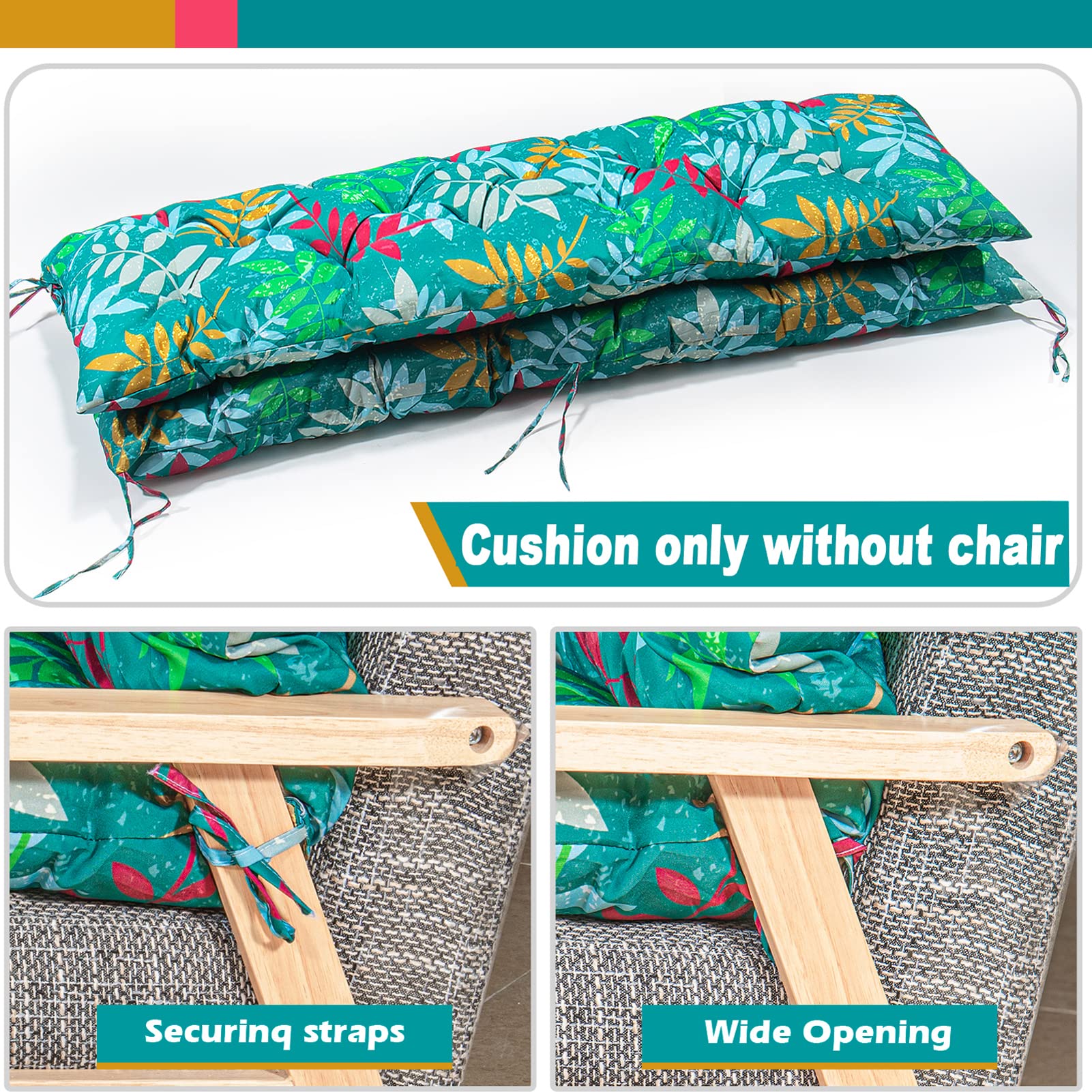 **Waterproof Outdoor Swing Replacement Cushions – Soft Garden Bench Seat with Backrest & Non-Slip Ties – Overstuffed Patio Chair Cushion (Flower Print, 40x59 Inches) – Perfect for Porch, Deck & Backyard Relaxation**