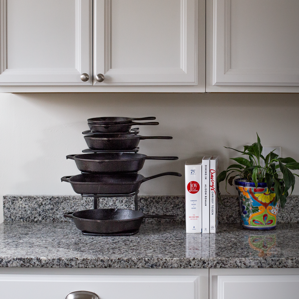 Premium Cookware Organizer - Space-Saving Kitchen Cabinet Storage for Pots, Pans & Lids - Durable Expandable Rack for Clutter-Free Kitchen Organization (Perfect for Small Spaces & RV Kitchens)