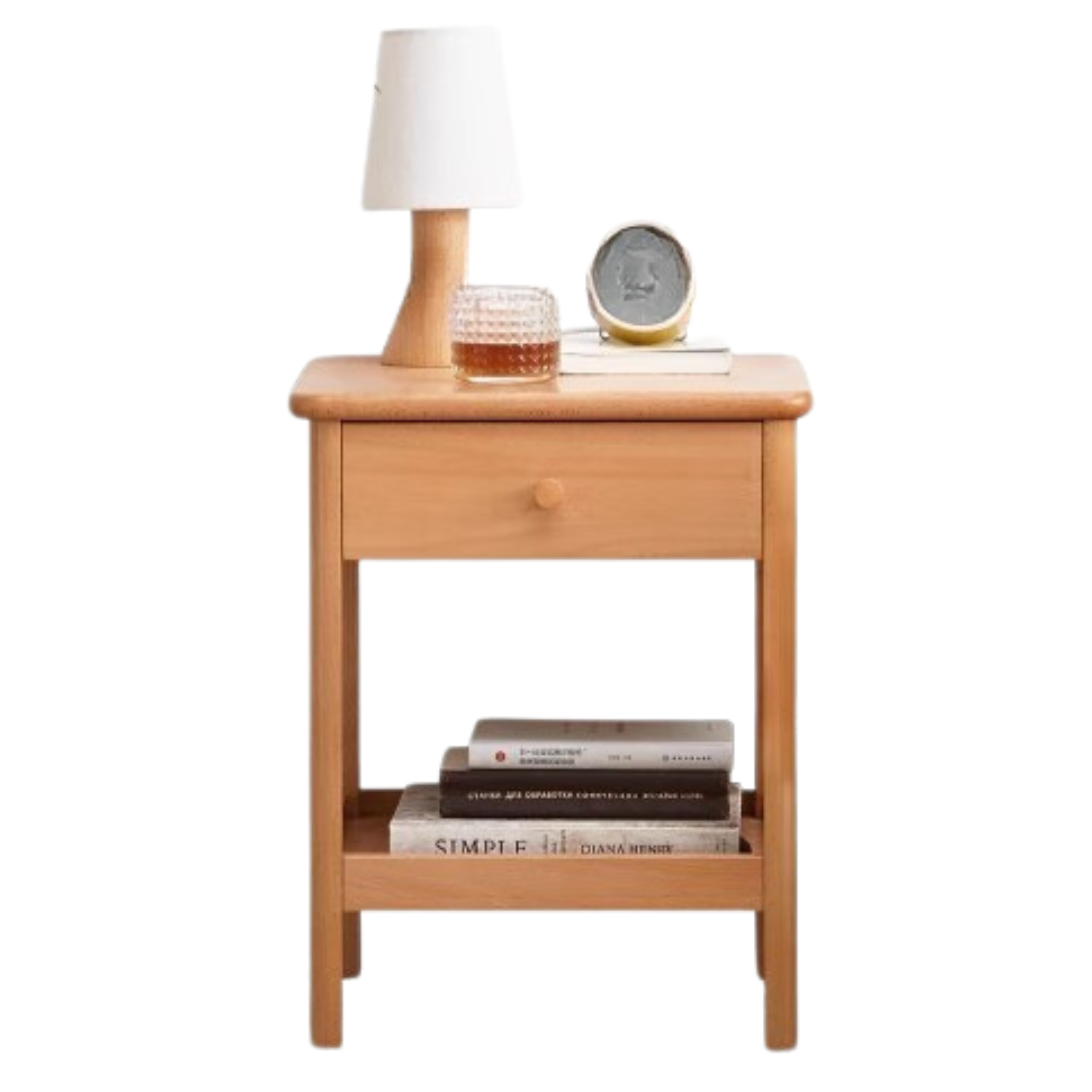 15x13.8x18.5 inch / 38x35x47сm / Natural Wood Color / Beech Single drawer and one compartment bedside cabinet