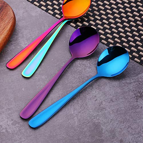 Premium 7-Inch Stainless Steel Bouillon Soup Spoons Set - Round Dinner Spoons for Elegant Dining, Perfect for Restaurants, Catering & Home Use