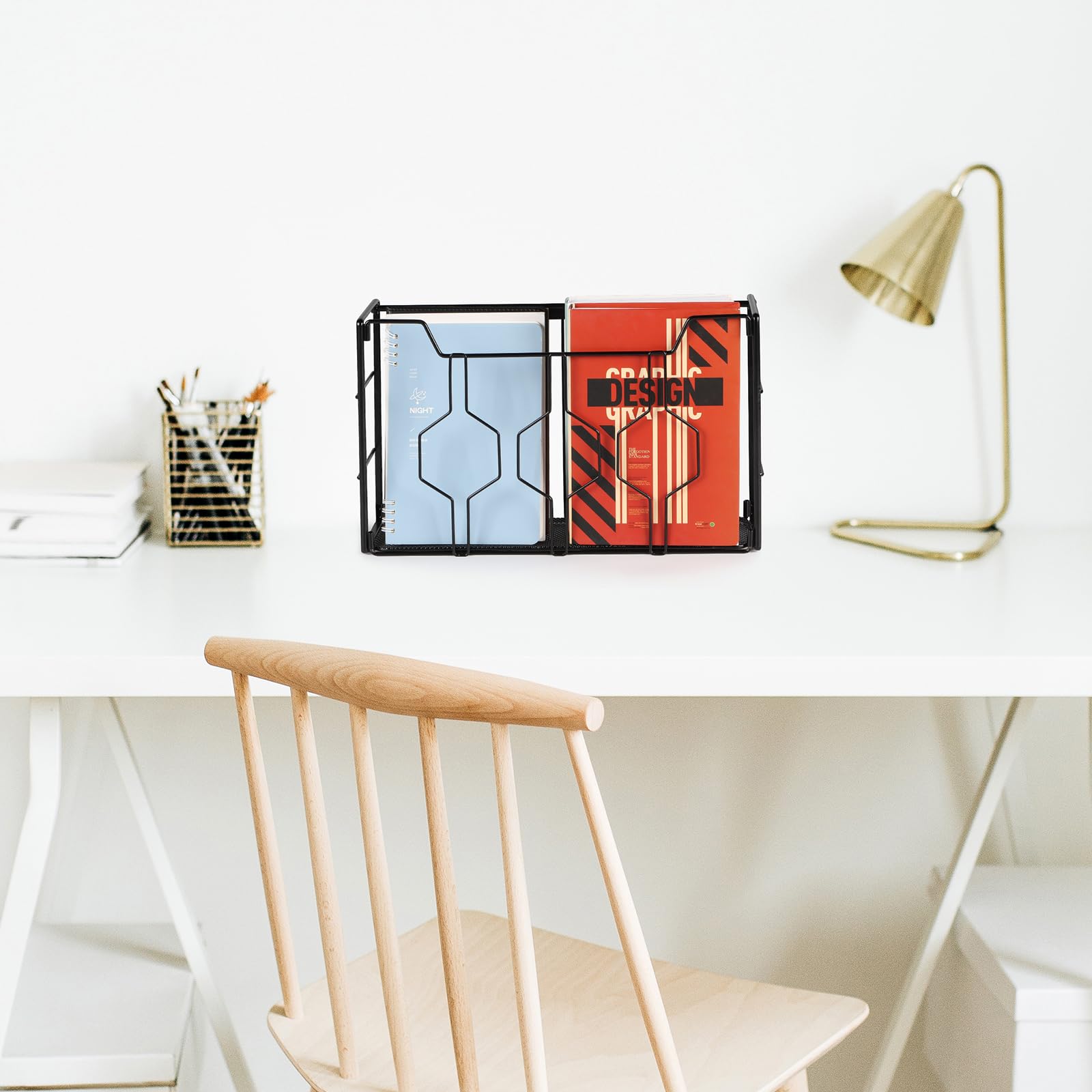 KEEGH Vertical Wall Mount File Organizer - Metal Hanging Wall File Folder Holder for Mail, Magazine & Paper Documents - 3 Pack Black - Perfect for Home Office Organization & Space Saving Storage