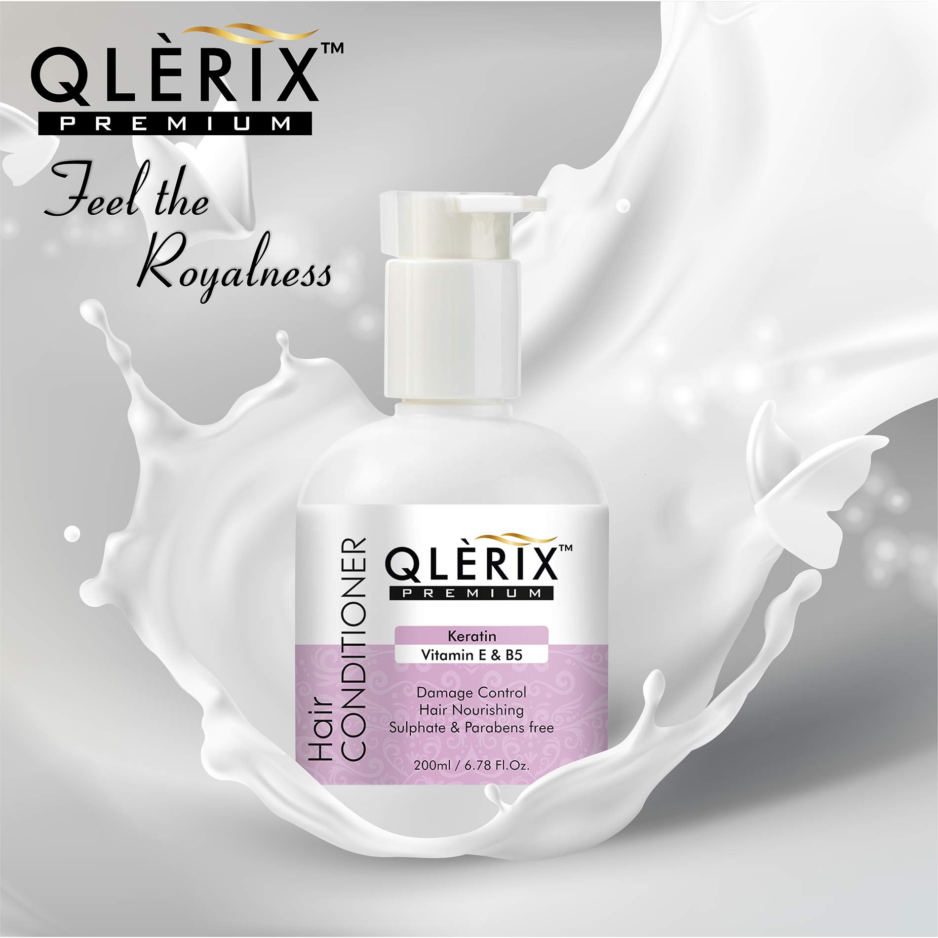 QLERIX Premium Keratin Hair Conditioner with Argan Oil, Vitamin E & B5 - Sulfate & Paraben Free Deep Moisturizing Treatment for Men & Women (200ml) | Repair Damaged Hair, Reduce Frizz & Add Shine | Perfect for Daily Use & Color-Treated Hair