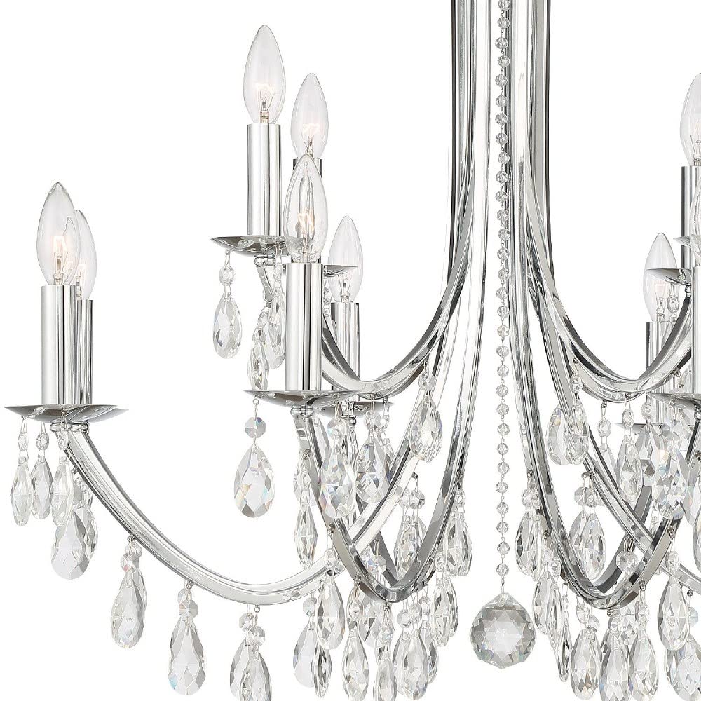 Bridgehampton 12-Light Hand-Cut Crystal Bronze Chandelier - Elegant Dining Room & Foyer Lighting Fixture for Luxury Homes