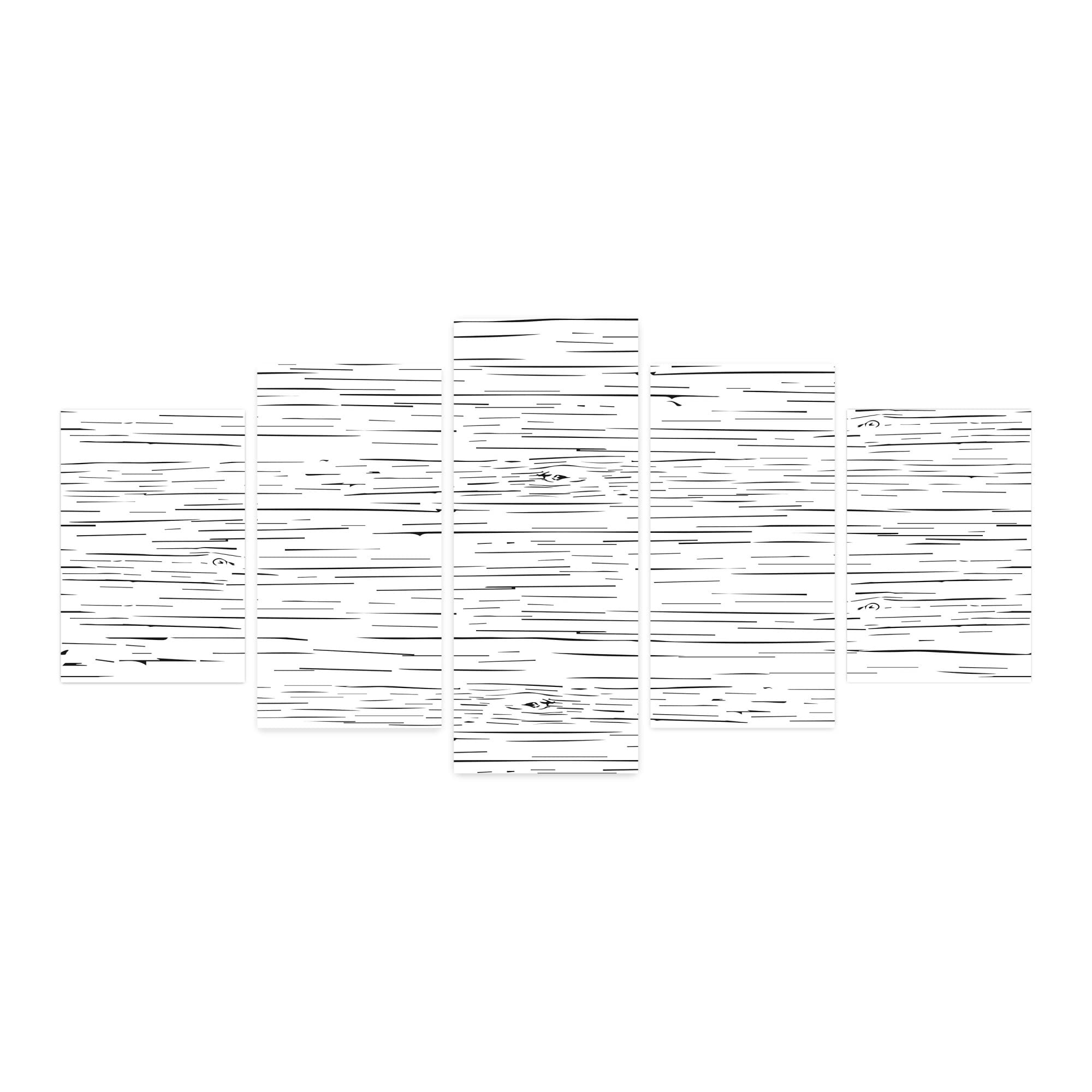 Ambesonne Abstract 5-Panel Acrylic Glass Wall Art - Monochrome Scratched Wood Texture Design in White & Charcoal Grey - 60