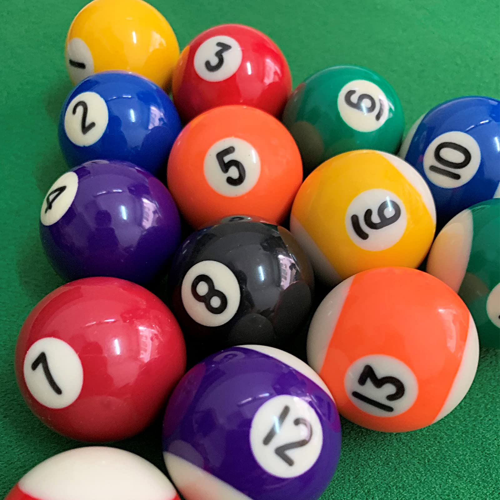 Upgrade 1.5 Inch Mini Billiard Balls Set - American Style Pool Balls (16 Balls) for 6 Feet Pool Tables - Perfect for Home Game Rooms, Bars, and Recreational Centers