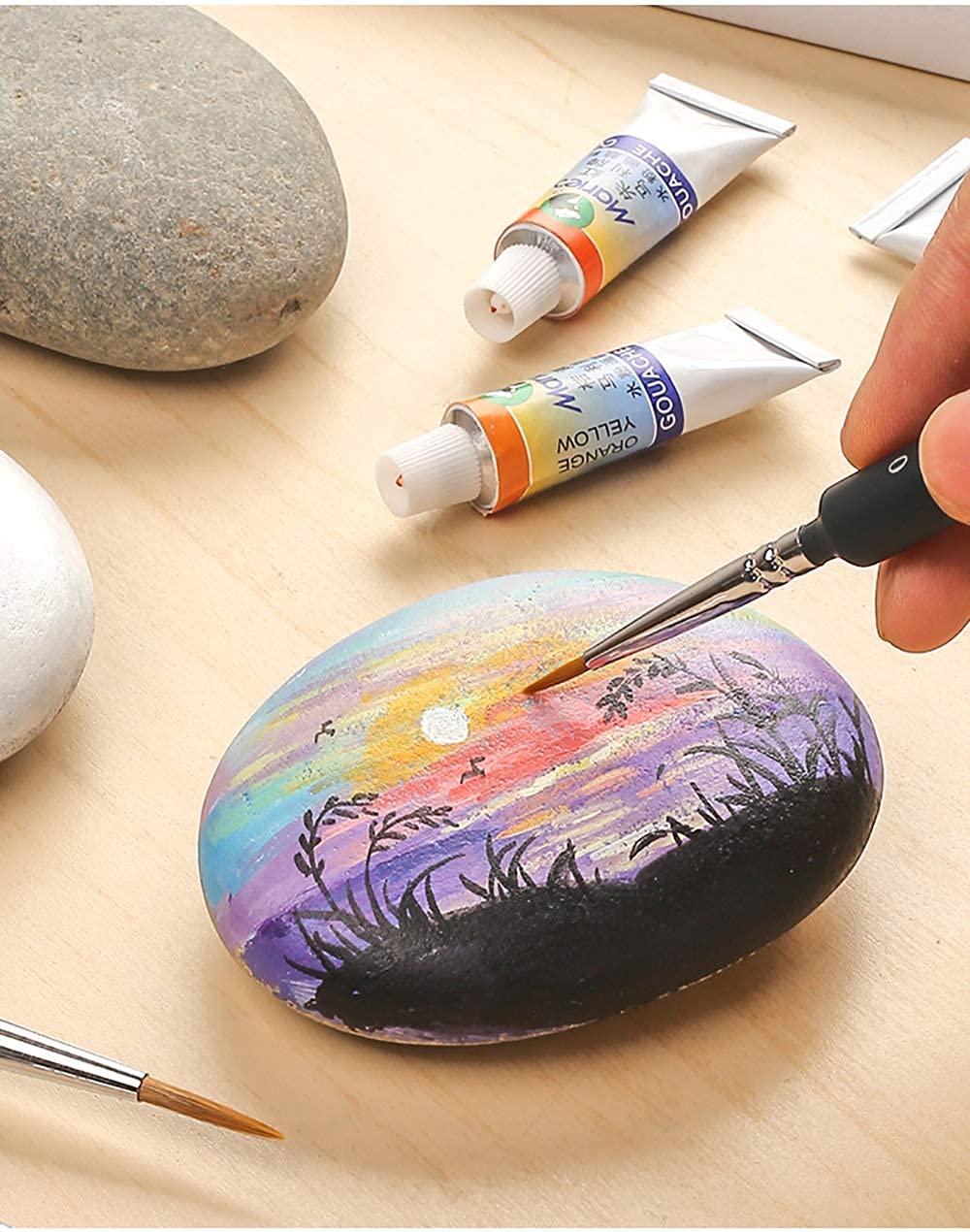 10-Piece Miniature Paint Brushes Set - Fine Tip Detail Brushes with Ergonomic Handle for Acrylic, Oil, Watercolor, Nail & Model Painting - Perfect for Artists, Hobbyists & DIY Crafts (Home Studio, Classroom, Travel Art Kit)