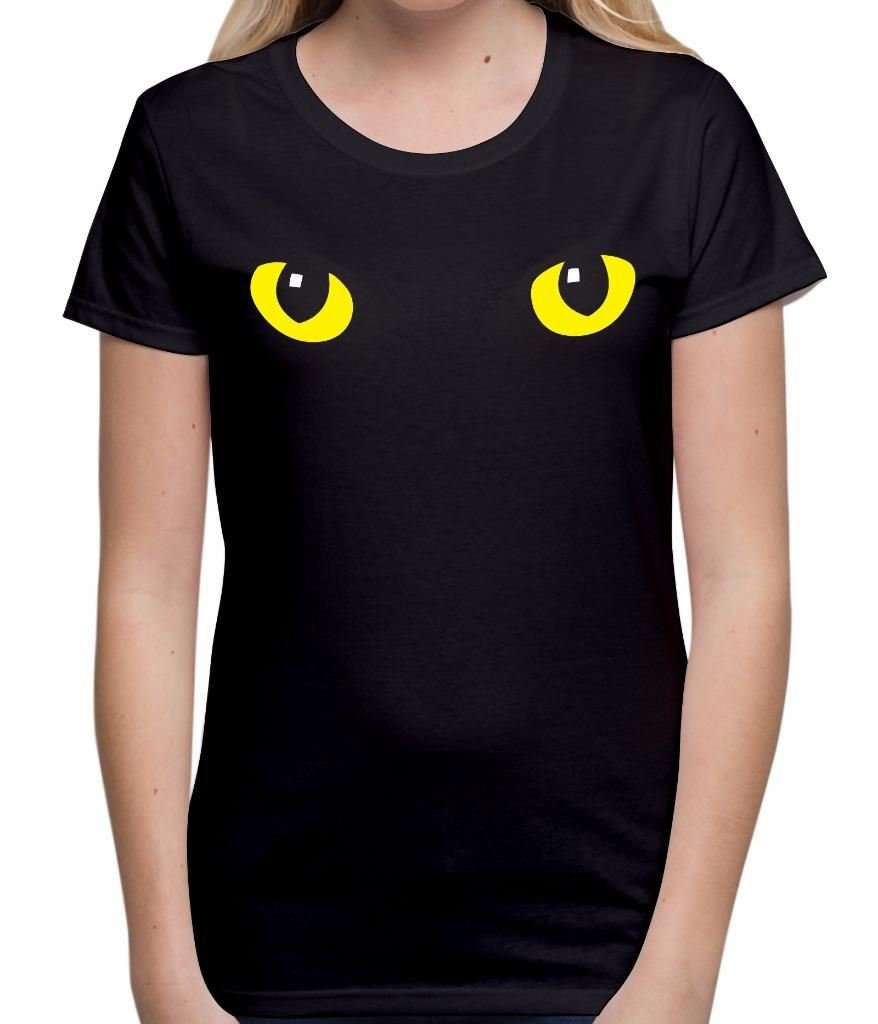 Halloween T-Shirt for Women - Scary Cat Eyes Horror Tee | Spooky Costume Party, Cosplay & Halloween Outfit