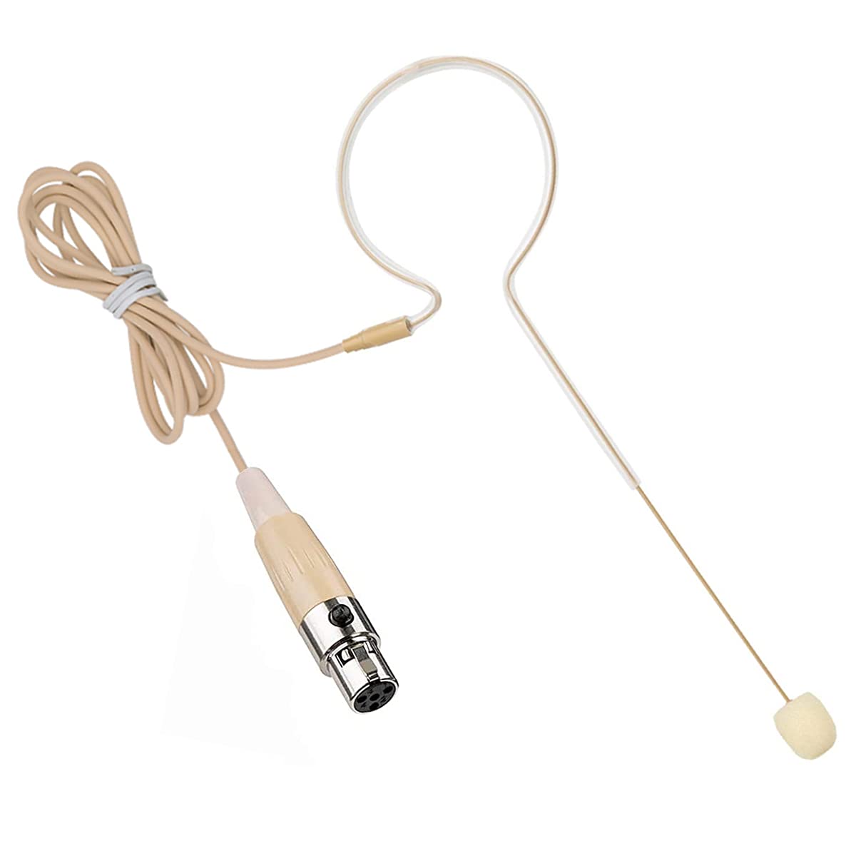 Professional Single Ear Headset Microphone with Omnidirectional Condenser Mic - Compatible with Shure Wireless Systems, Bodypack Transmitter (1.2m Cable, Mini XLR 4-Pin TA4F Plug) - Ideal for Live Performances, Public Speaking, and Broadcast Presentations