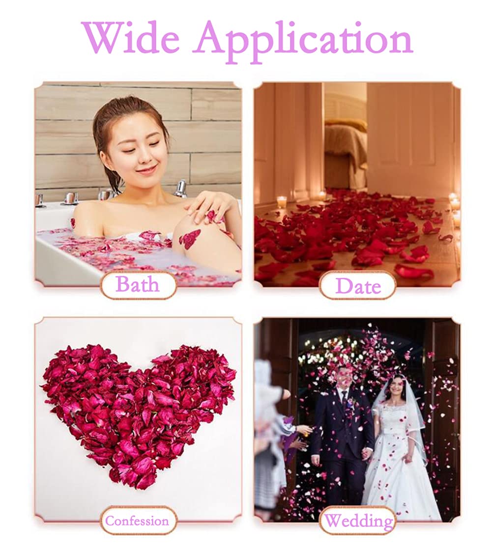 100% Natural Dried Red Rose Petals (100g/Bag) - Premium Real Flower Petals for Bath, Foot Soak, Wedding Confetti, Valentine's Day Party Decorations - Perfect for Romantic Gifts, Spa Days & Special Events