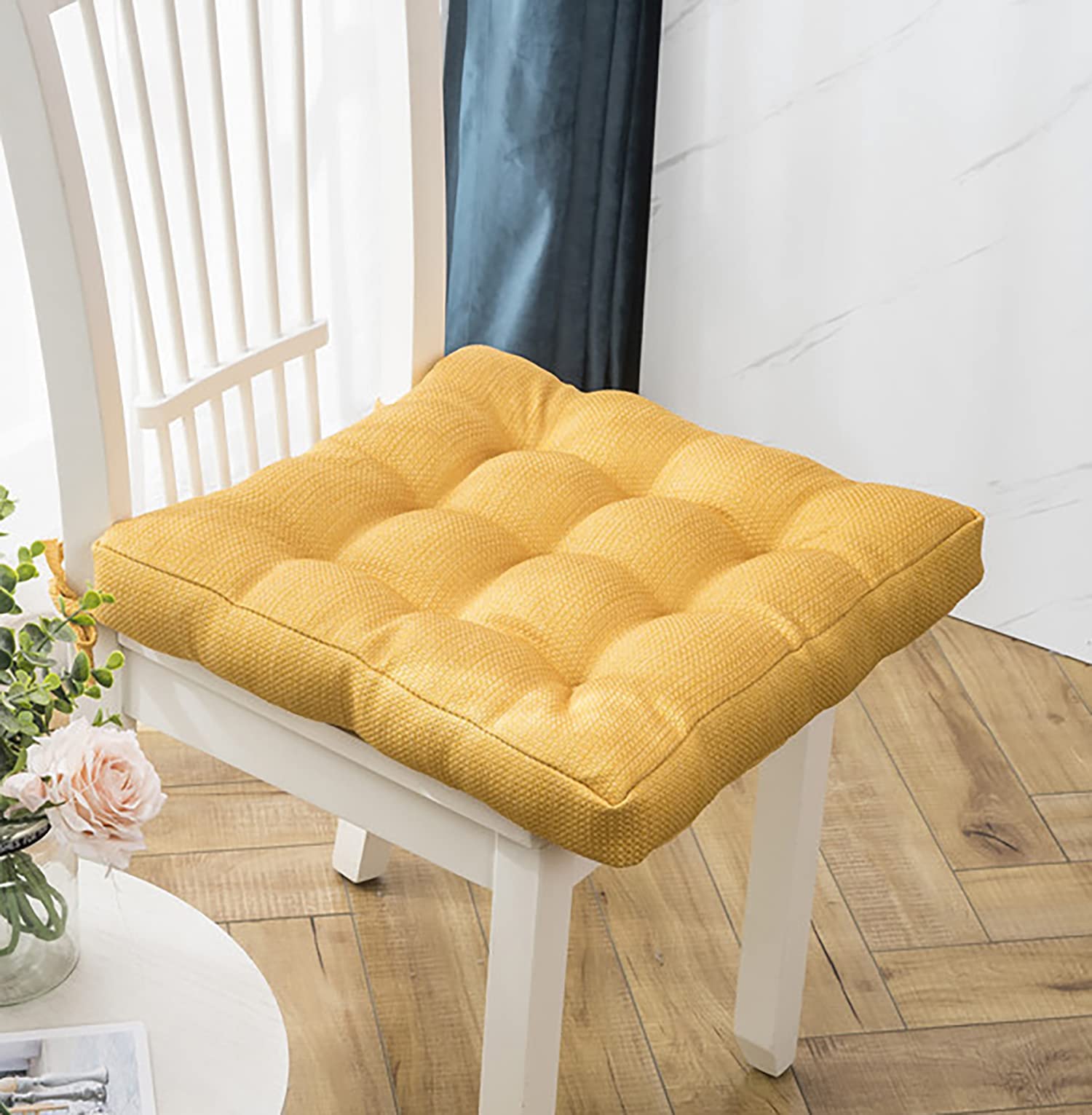6 Pack Dining Chair Cushions - Comfortable Seat Pads for Kitchen, Office & Dining Room Chairs, Home Decor Cushion Set (Yellow) - Perfect for Home, Restaurant & Office Use