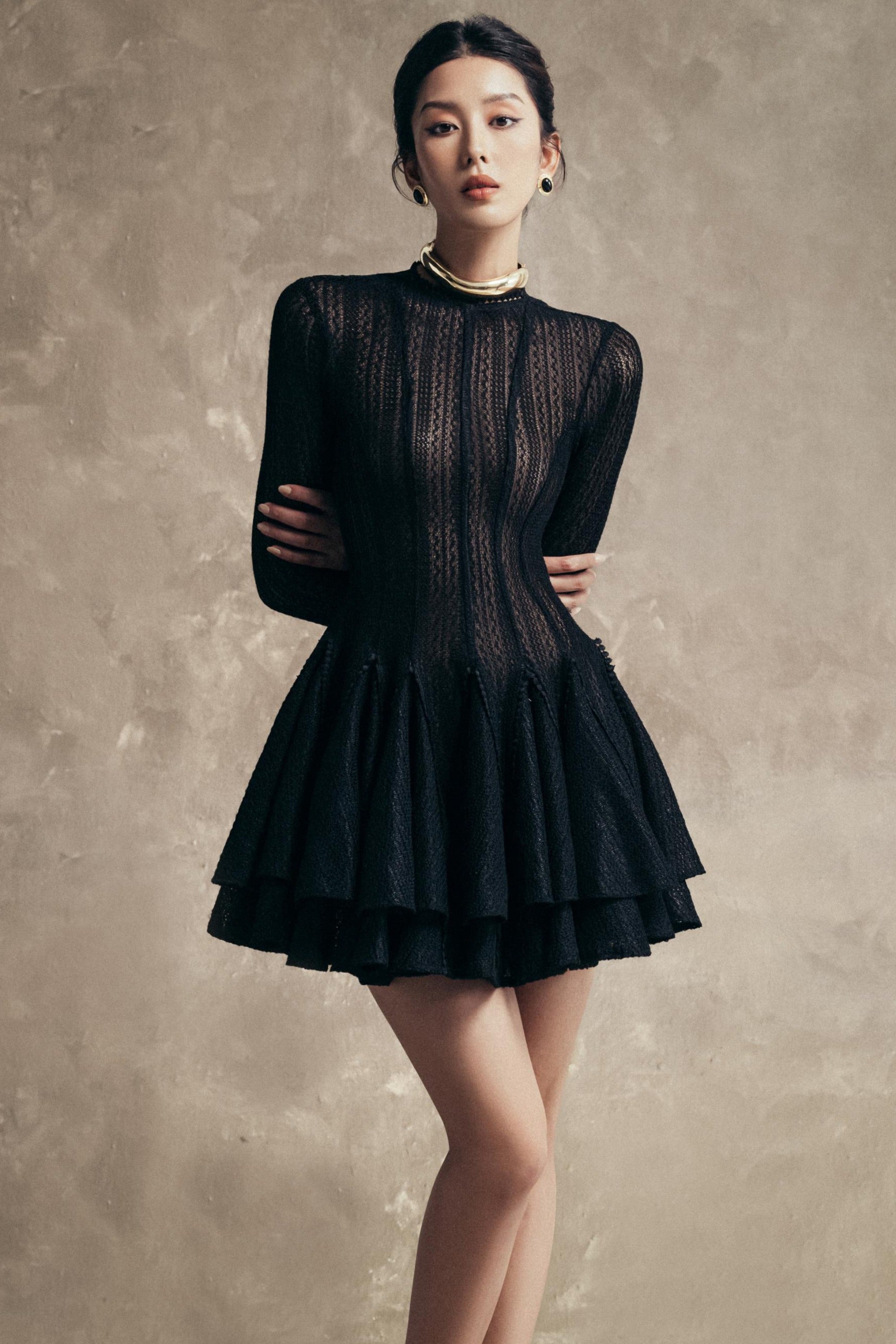 GIANA Long Sleeve Crochet Mini Dress - Elegant Boho Lace Summer Dress for Women | Perfect for Beach Vacations, Date Nights & Music Festivals