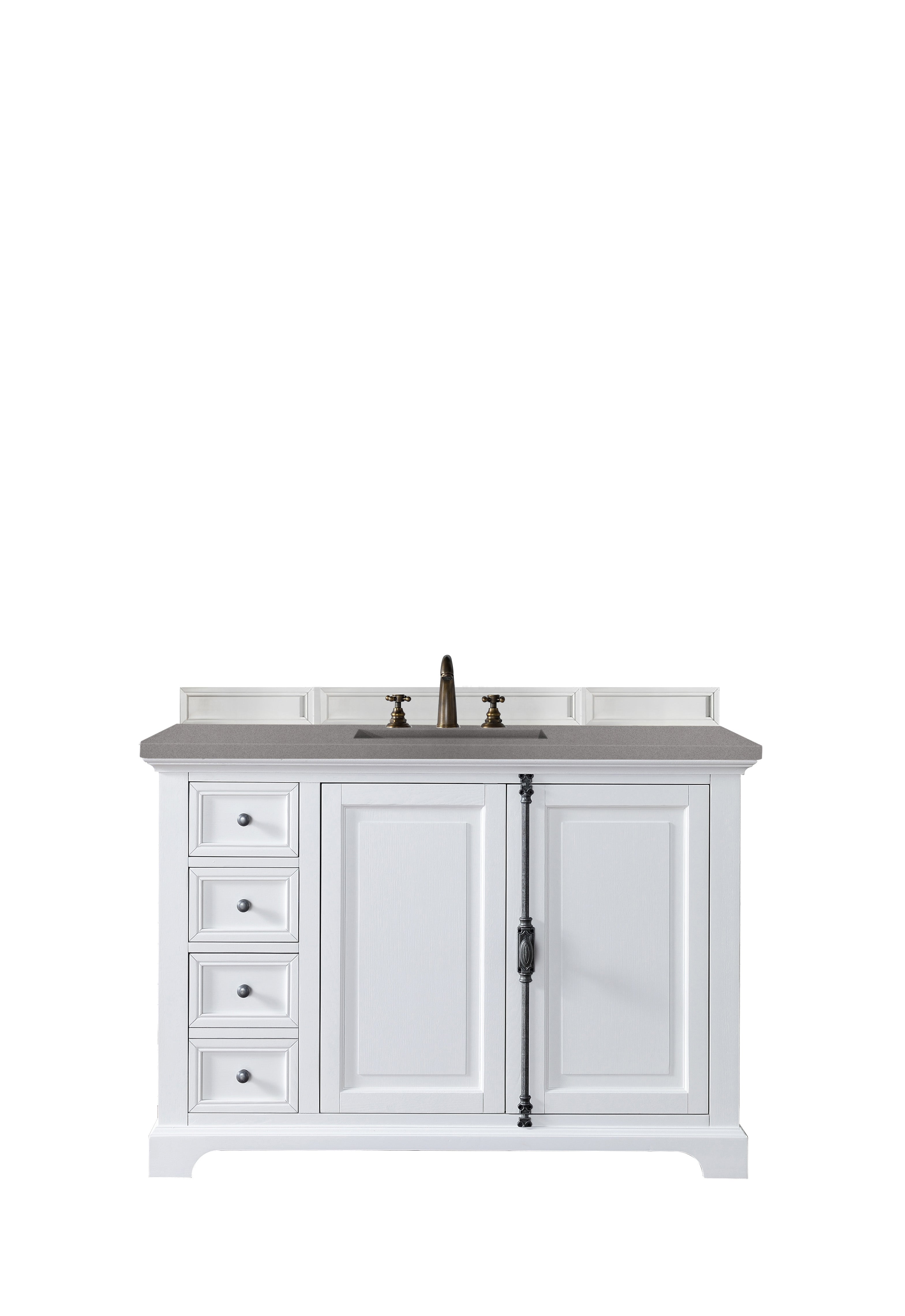 Providence 48 Inch Single Bathroom Vanity Set with 3CM Grey Expo Quartz Countertop - Bright White Finish for Modern Bathroom Remodel | Perfect for Small Spaces & Guest Bathrooms
