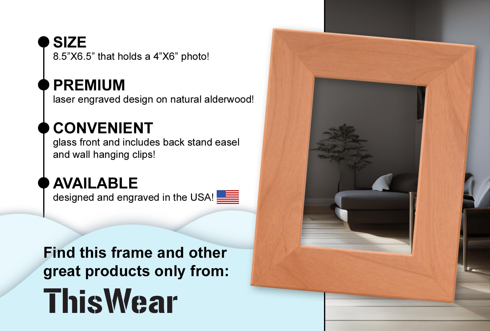 Personalized Wooden Picture Frame for Dad - Custom Engraved 4x6 Portrait Gift for Father's Day, Daddy's Girl & Baby Daughter - Perfect for Home Decor, Office Desk & Special Occasions