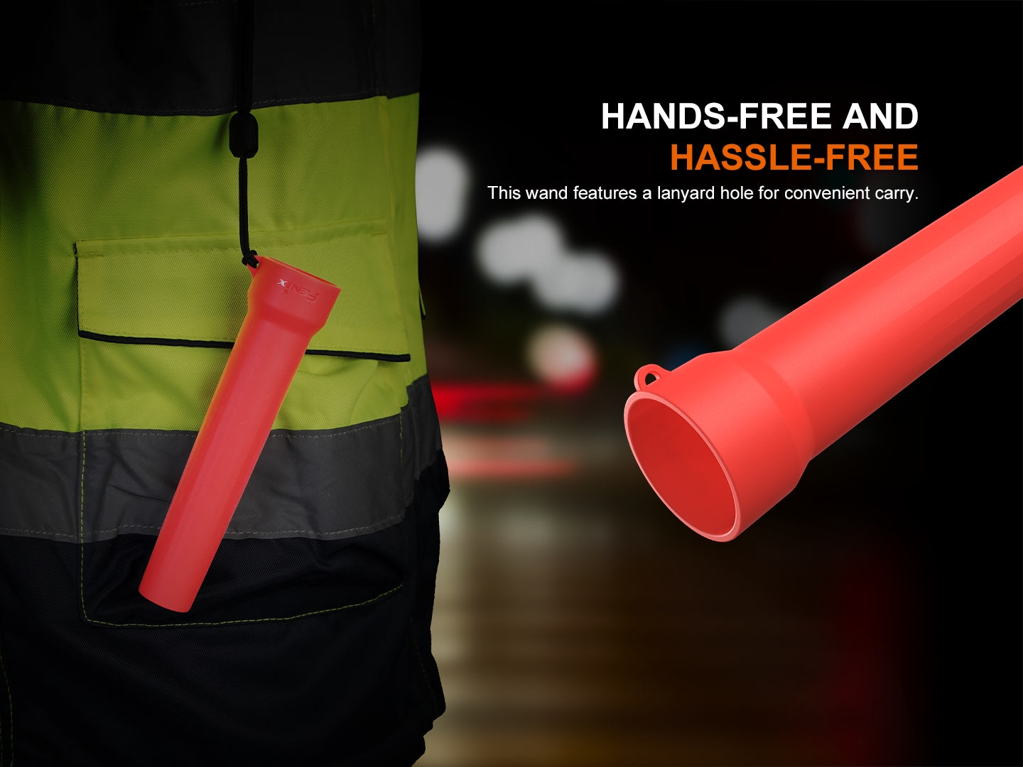 Fenix AOT 03 Soft Silicone Traffic Wand - High Visibility Safety Baton for Roadside Emergencies & Nighttime Construction Work