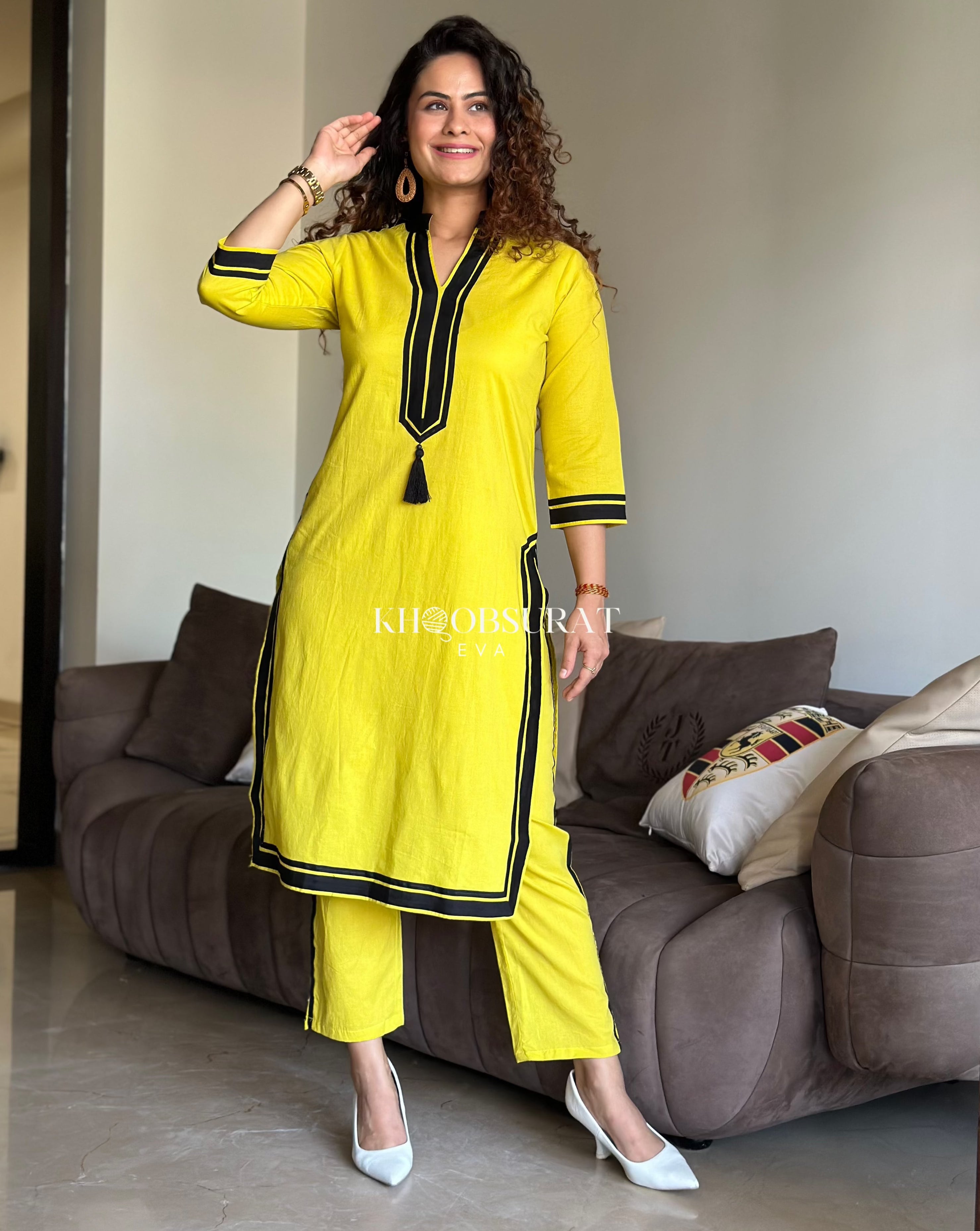 Desi Doll Yellow Kurta Set for Girls - Traditional Indian Ethnic Wear for Festivals, Parties & Special Occasions