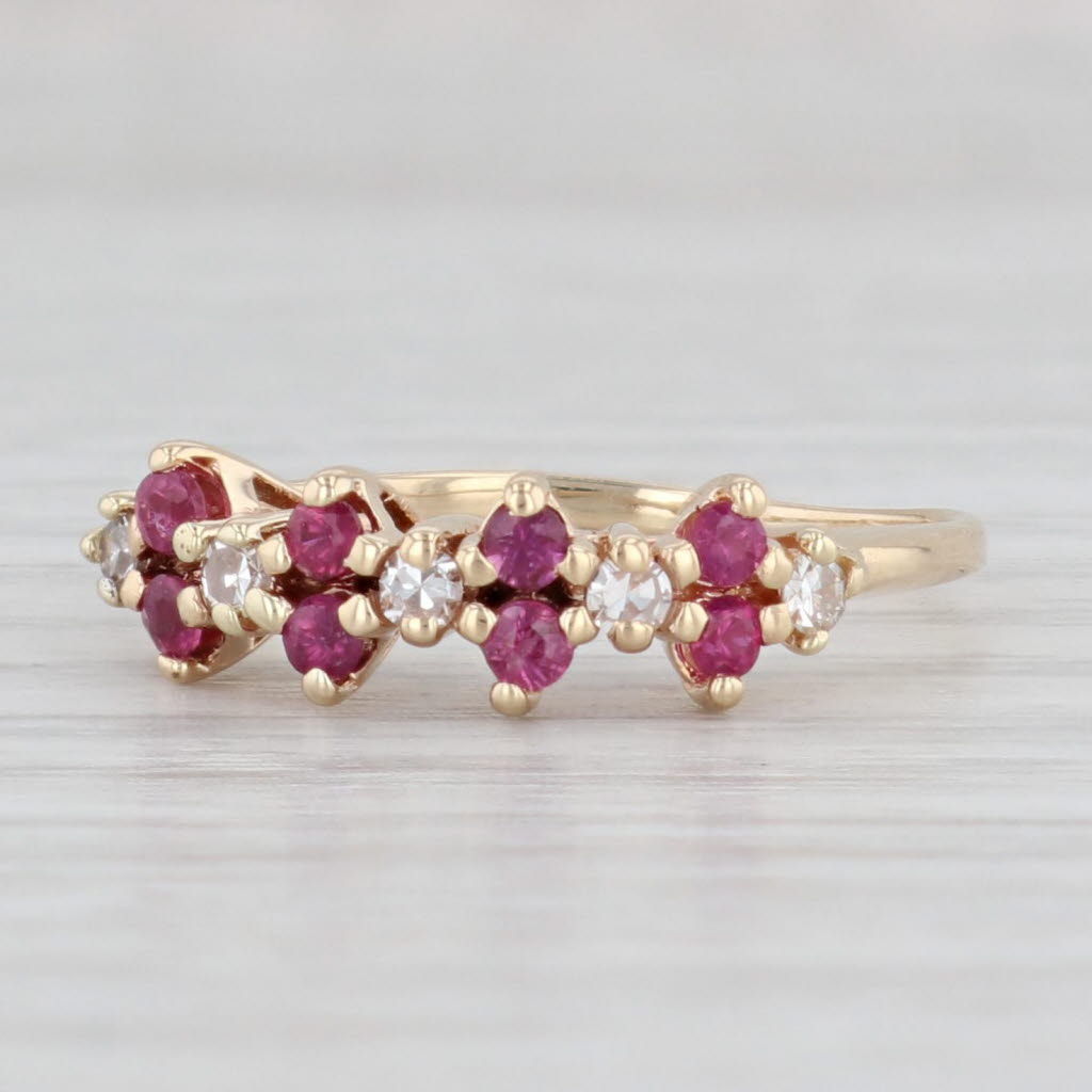 0.41ctw Ruby and Diamond Ring in 14k Yellow Gold - Stackable Band Size 7.75 - Perfect for Anniversary, Engagement or Everyday Elegance