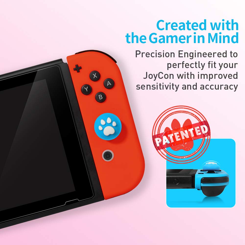 Soft Silicone Cat Claw Thumb Grips for Nintendo Switch & Lite - Game Controller Joystick Caps, Analog Stick Cover Skins for Joy-Con Controllers - Perfect for Gaming, Travel & Long Play Sessions