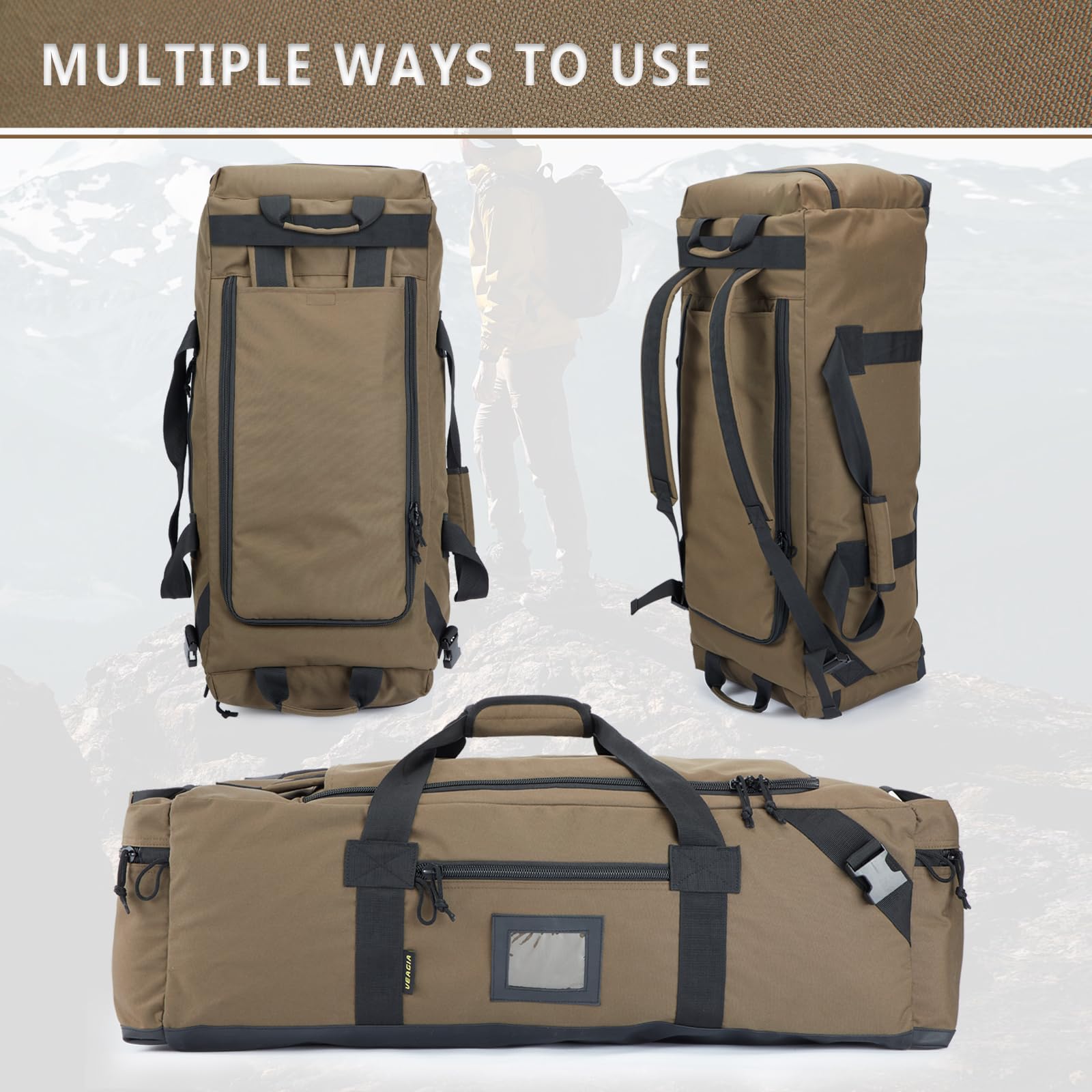86L Large Waterproof Duffel Bag for Travel, Gym & Sports - Durable Polyester with Hidden Straps & Shoe Compartment - Perfect Carry-On Luggage for Men & Women - Ideal for Weekend Trips, Workouts & Outdoor Adventures