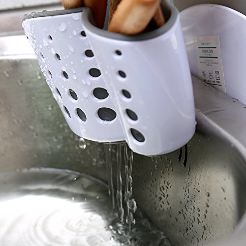 Eunion Plastic Sink Caddy Organizer - Sponge, Soap & Pen Holder for Kitchen Faucet or Desk | Space-Saving Bathroom & Office Storage Solution
