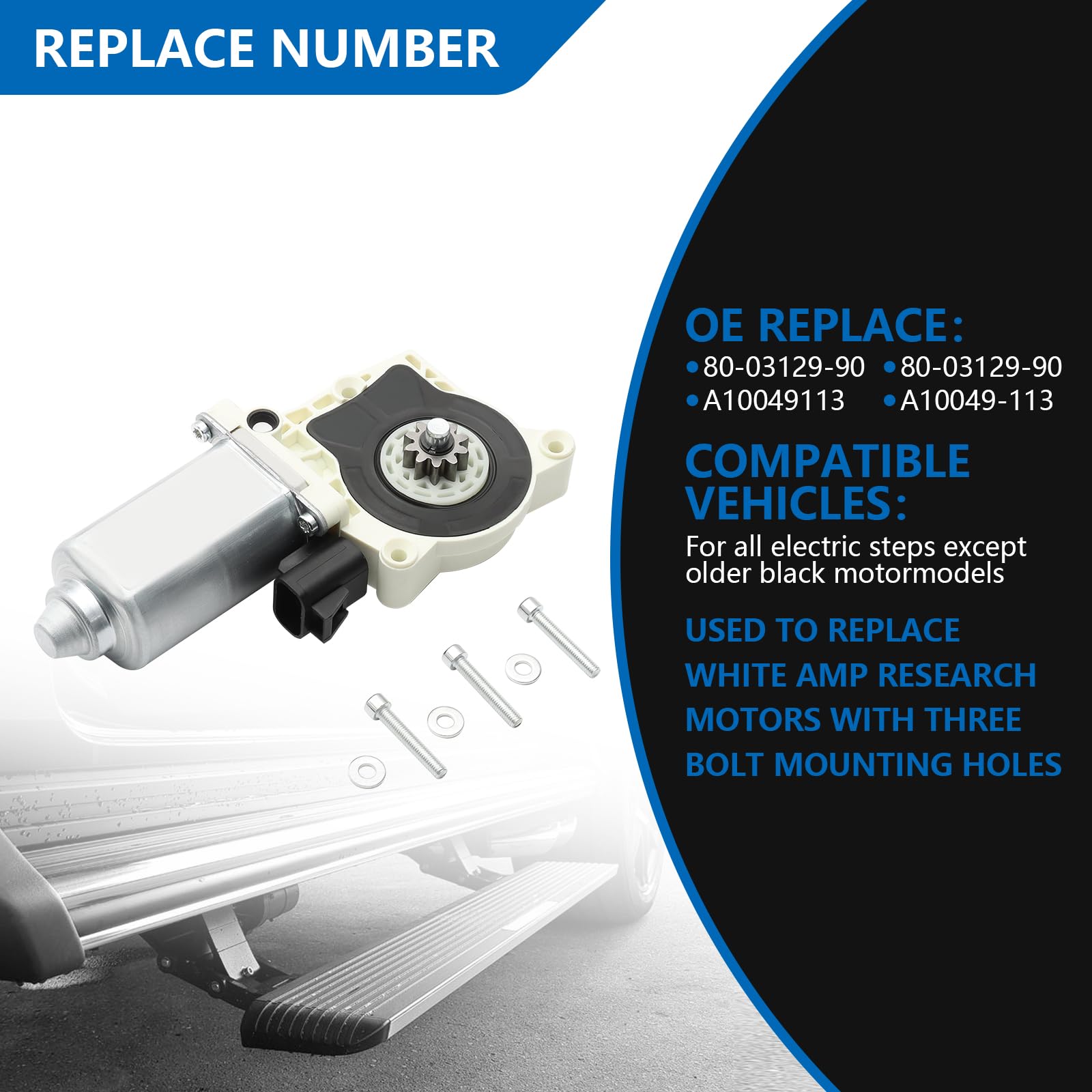 80-03129-90 Amp Step Motor - Replacement Electric Side Step Motor for Ford F-150, Super Duty, GM & Hummer | Compatible with Amp Research PowerStep Running Boards | All-Weather Performance for Off-Road & Truck Accessories