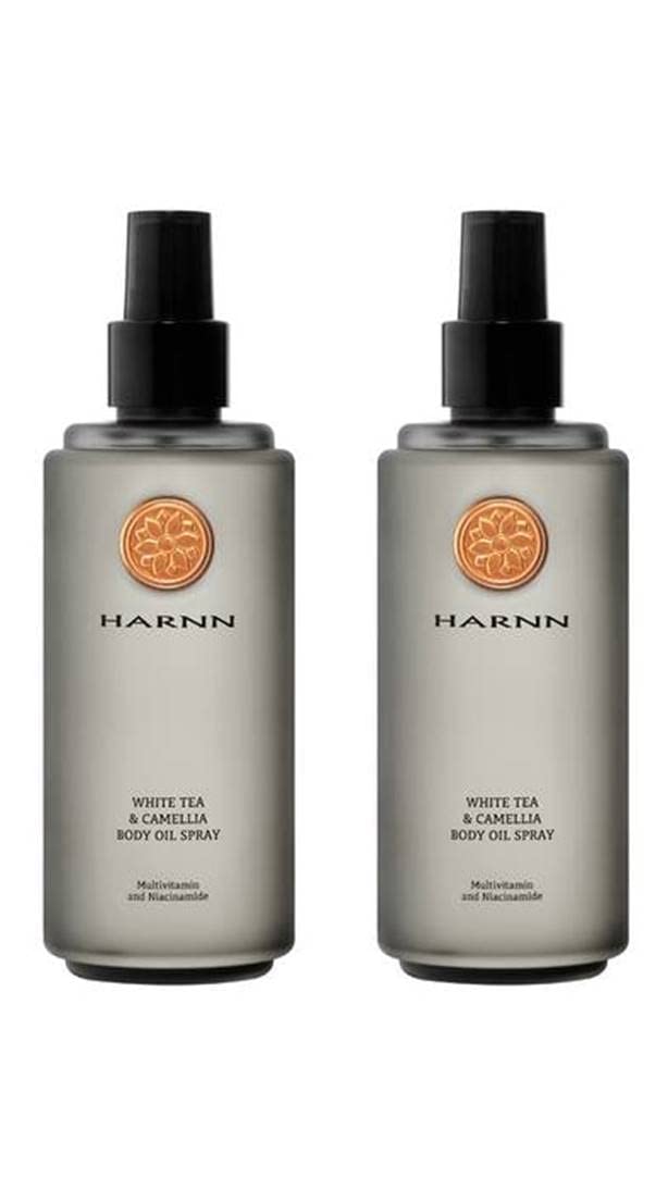 HARNN White Tea & Camellia Body Oil Spray - 8.79 Fl Oz (Pack of 2) | Moisturizing & Nourishing Dry Skin | Perfect for Massage, Aromatherapy & Daily Hydration