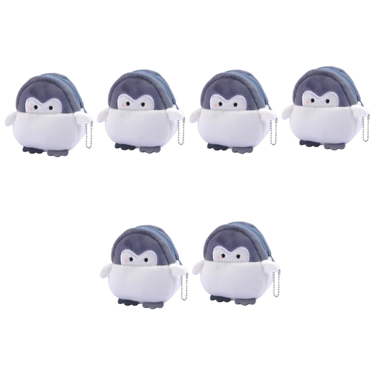 Holibanna 6 Pcs Plush Coin Purse & Keychain - Cute Stuffed Animal Handbag for Kids, Girls Backpack Accessories | Small Change Wallet Storage Bag (Penguin Design) - Perfect for School, Travel & Gift Giving