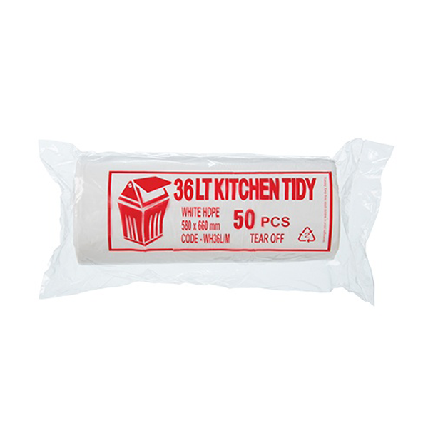 36L White Kitchen Trash Bags - Heavy Duty Garbage Bags for Home, Office & Outdoor Use - Perfect for Waste Disposal & Recycling
