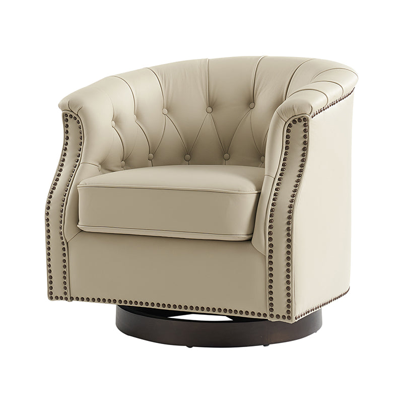 Morris Chesterfield Traditional Rocker Button Tufted Swivel Chair - Classic Leather Upholstered Recliner for Living Room, Office & Study - Perfect for Relaxing, Reading & Entertaining Guests