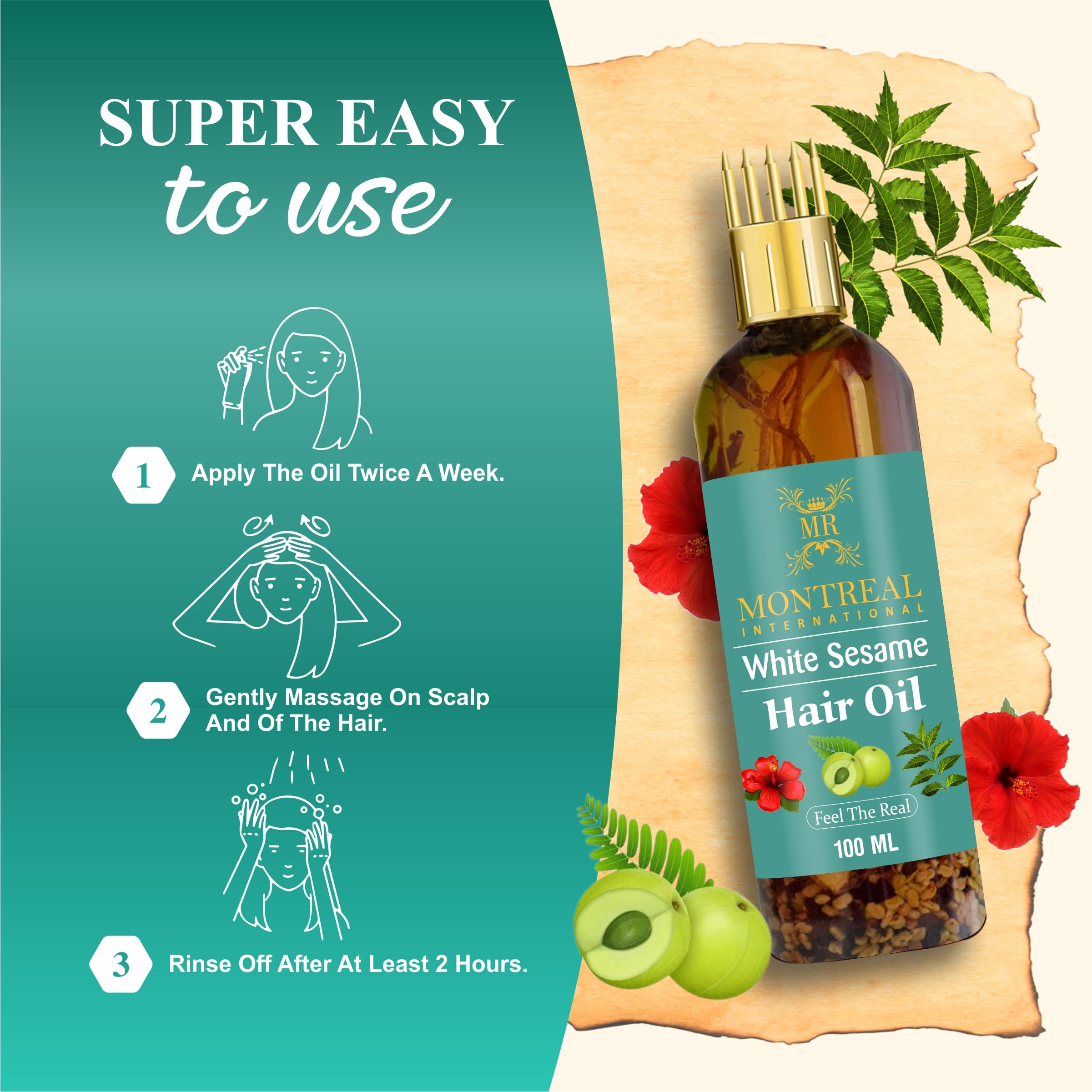 Montrel International Ayurvedic Jadibuti Hair Oil - 100ml Natural Herbal Treatment for Hair Fall Control & Growth | Perfect for Daily Scalp Massage & Damaged Hair Care