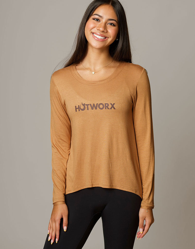Sunday HOTWORX Long Sleeve T-Shirt for Women - Comfortable Workout & Lounge Wear for Yoga, Gym, and Casual Outfits