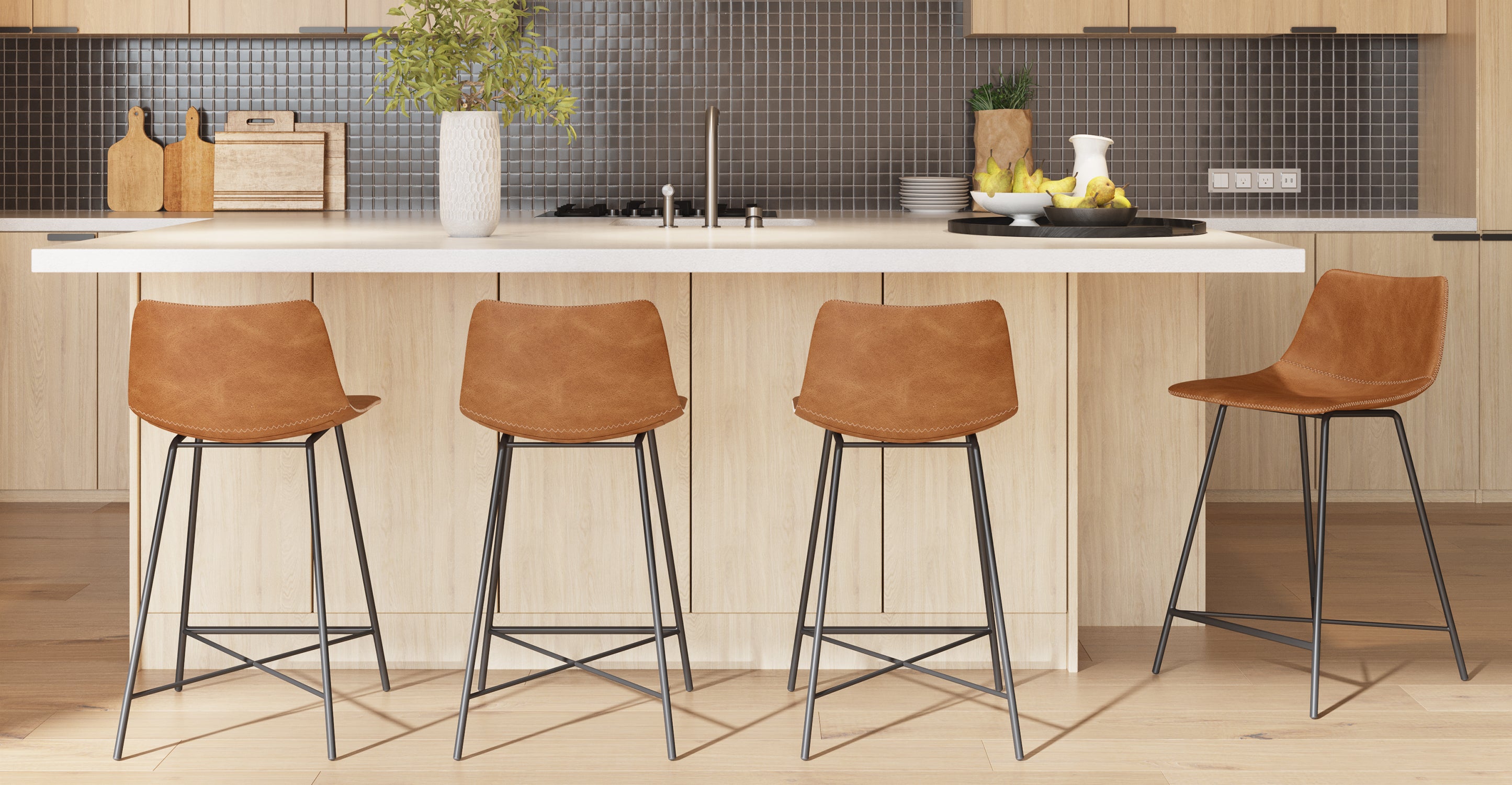Paxton 24 Inch Counter Height Bar Stool - Adjustable Swivel Kitchen Island Stool for Dining, Breakfast Nook & Home Bar Use