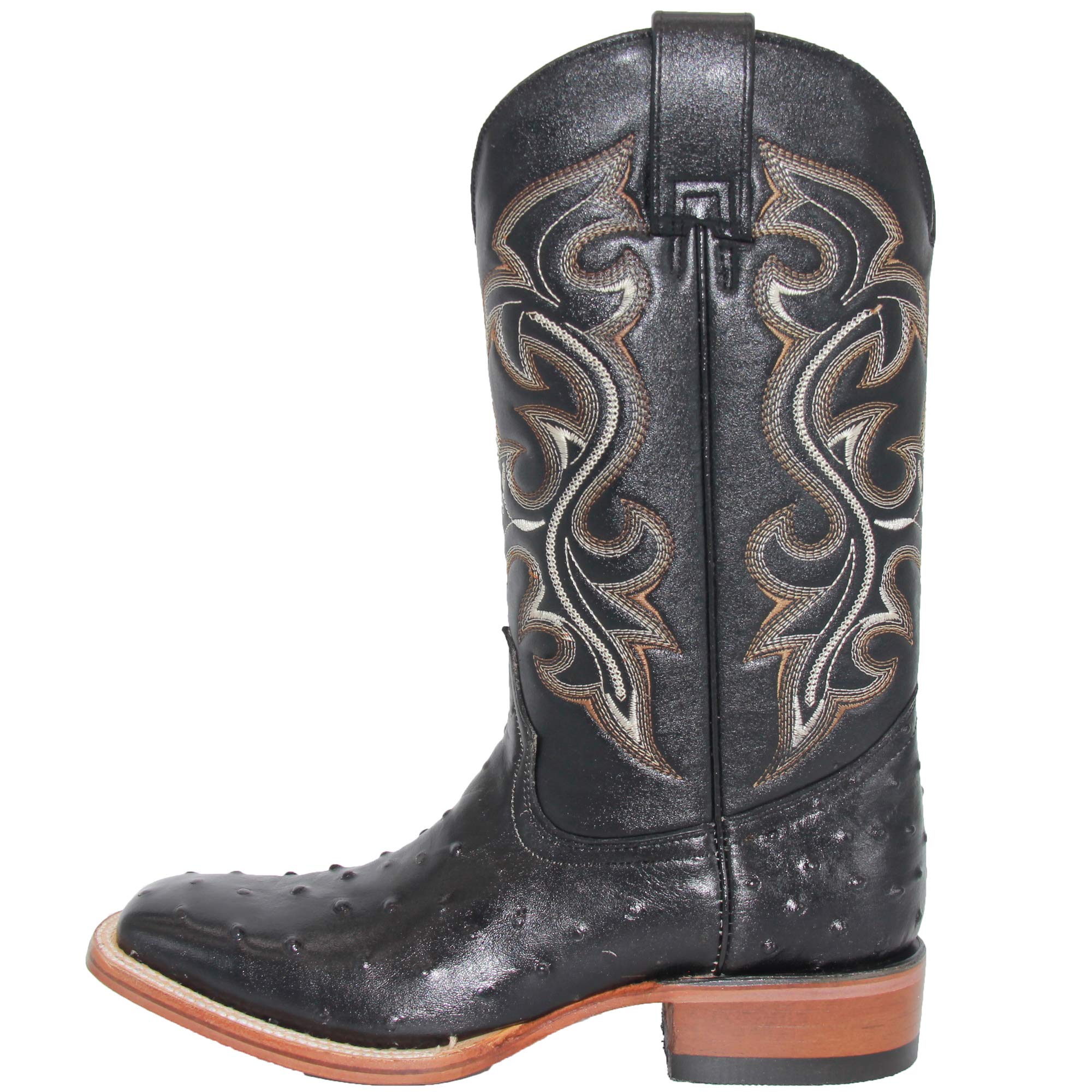 **Men's Genuine Cowhide Leather Western Cowboy Boots - Square Toe Rodeo Boots with Ostrich Print for Country & Rodeo Events**