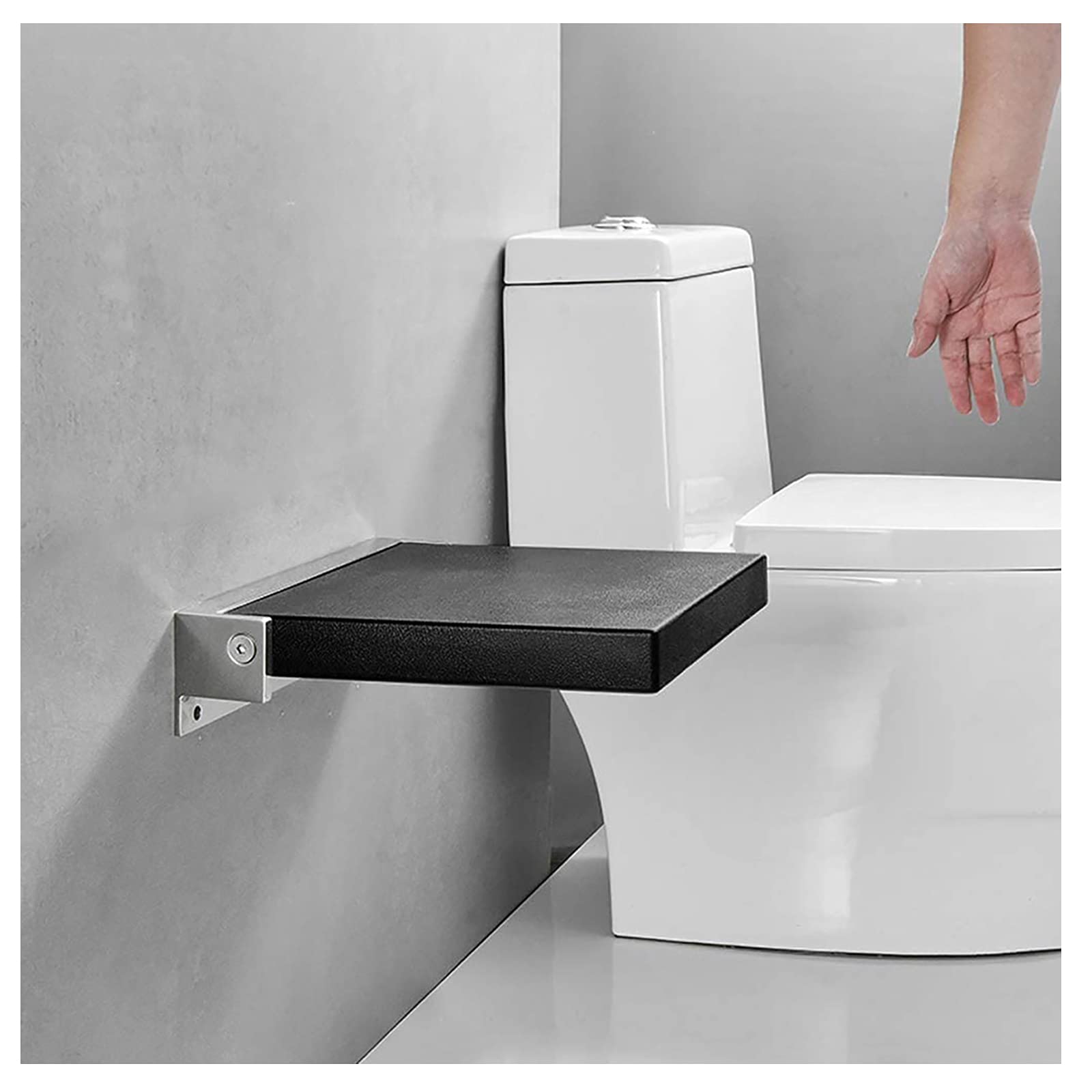 Foldable Shower Seat with Soft Leather & Anti-Collision Design - Wall Mounted Bathroom Stool Supports 440lbs - Ideal for Elderly Safety, Home Improvement & Hotel Use - Perfect for Shower, Toilet & Small Space Resting Areas