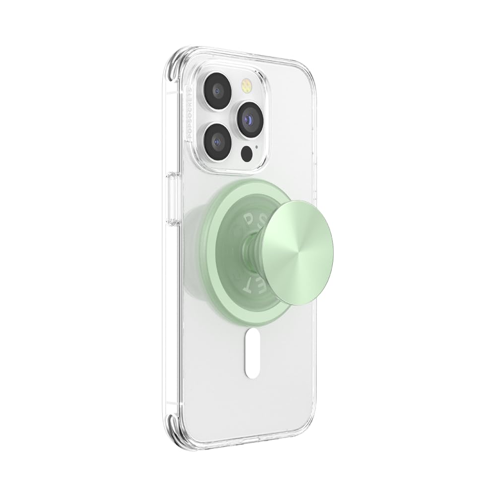 PopSockets MagSafe® Compatible Phone Grip with Adapter Ring - Aluminum Honeydew Phone Holder for Wireless Charging | Perfect for iPhone 12/13/14, Everyday Use & Travel Accessories