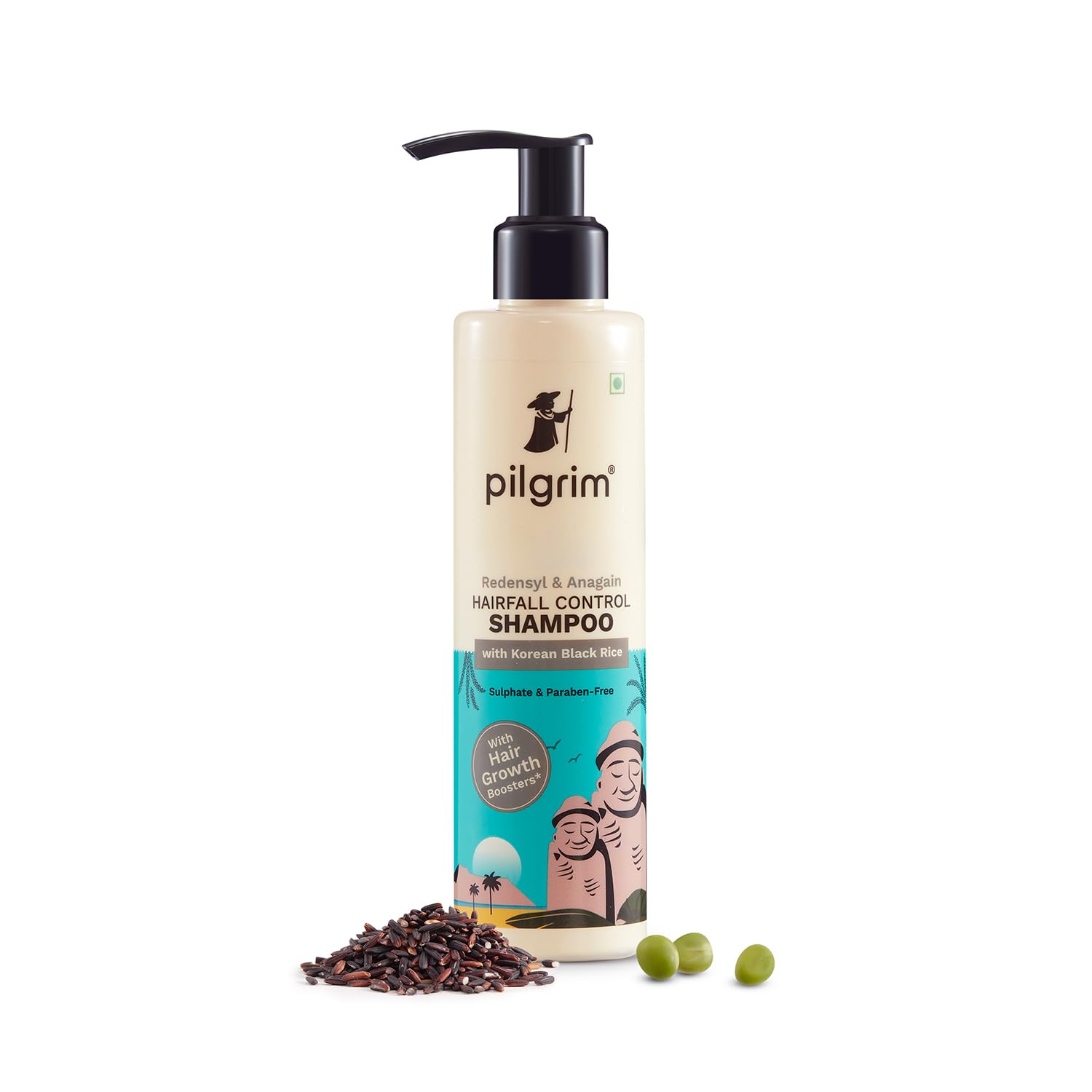Pilgrim Redensyl & Anagain Anti Hairfall Shampoo with Korean Black Rice 200ml - Hair Loss Treatment for Men & Women - Reduces Hair Fall & Promotes Thickness - Suitable for All Hair Types - Perfect for Daily Use & Damaged Hair Care