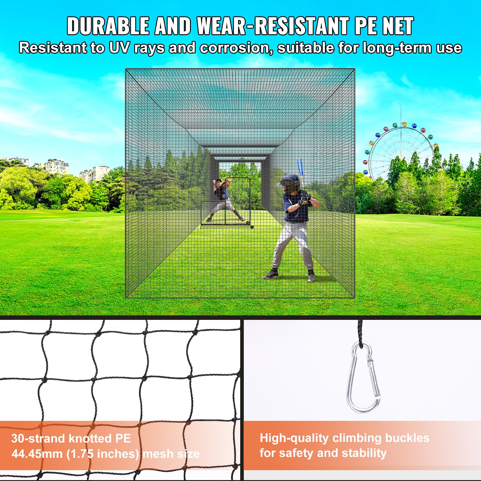 VEVOR Professional Softball & Baseball Batting Training Net - Heavy Duty Portable Pitching Cage with Door & Carry Bag - Durable PE Netting for Backyard, Field & Indoor Practice