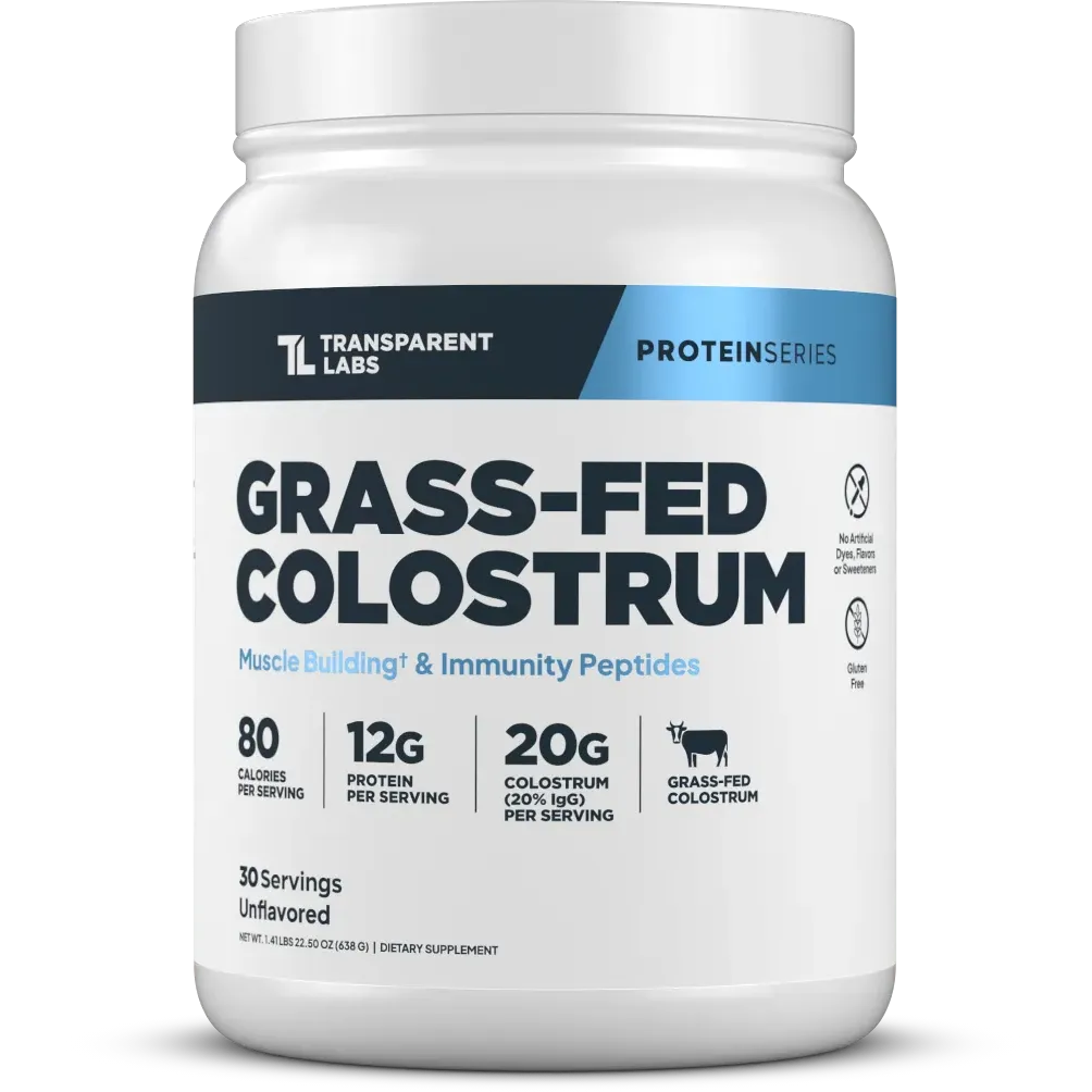 Transparent Labs Grass-Fed Bovine Colostrum Powder - Immune Support & Gut Health Supplement for Adults & Kids - Perfect for Post-Workout Recovery & Daily Wellness
