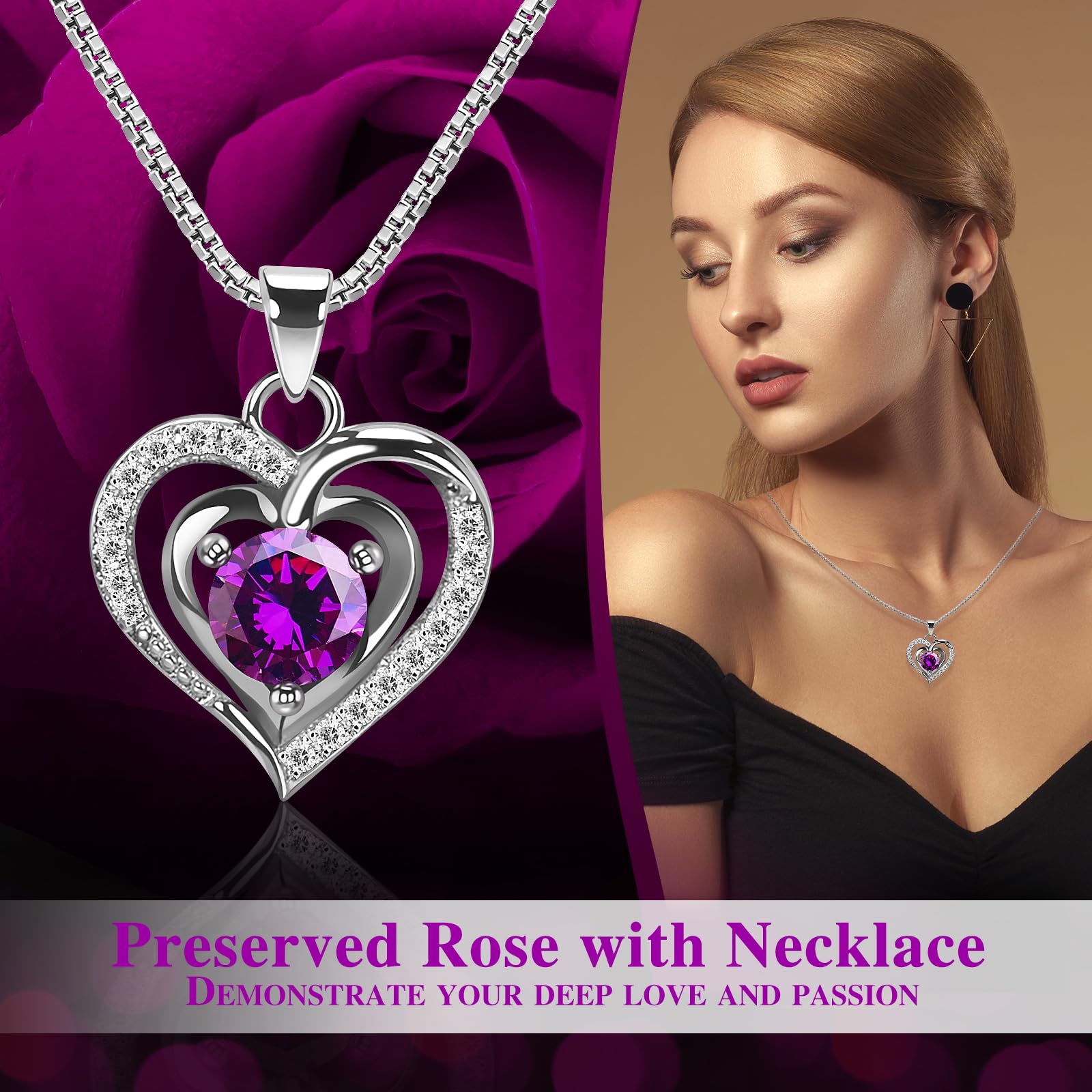 Eternal Preserved Real Rose Gift for Women - Purple Rose in Glass Box, Perfect Christmas, Birthday, Anniversary Gift for Wife, Girlfriend, Mom, Grandma | Romantic Home Decor, Wedding Centerpiece, Valentine's Day Surprise