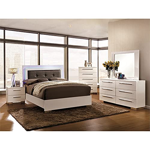 Furniture of America Rayland Contemporary Wood Full Tufted Bed in Glossy White - Modern Upholstered Platform Bed Frame with Button Tufting for Bedroom Decor