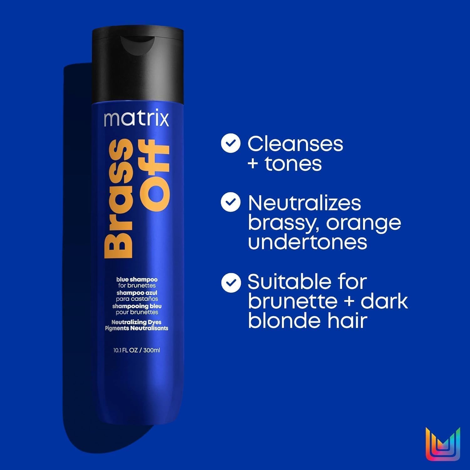 MATRIX Brass Off Blue Shampoo & Conditioner Set - Neutralizes Brassy Orange Tones for Color-Treated & Lightened Brunette Hair | Vegan, Sulfate-Free Salon Formula | Perfect for Blonde, Gray & Highlighted Hair Maintenance