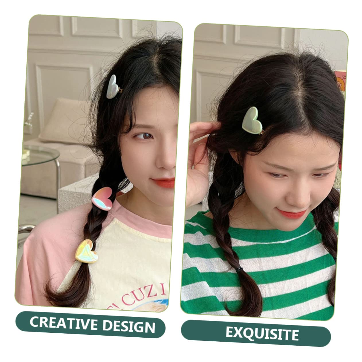 LALAFINA 20Pcs Kids Hair Clips - Cute Heart Barrettes for Girls, School & Party Use