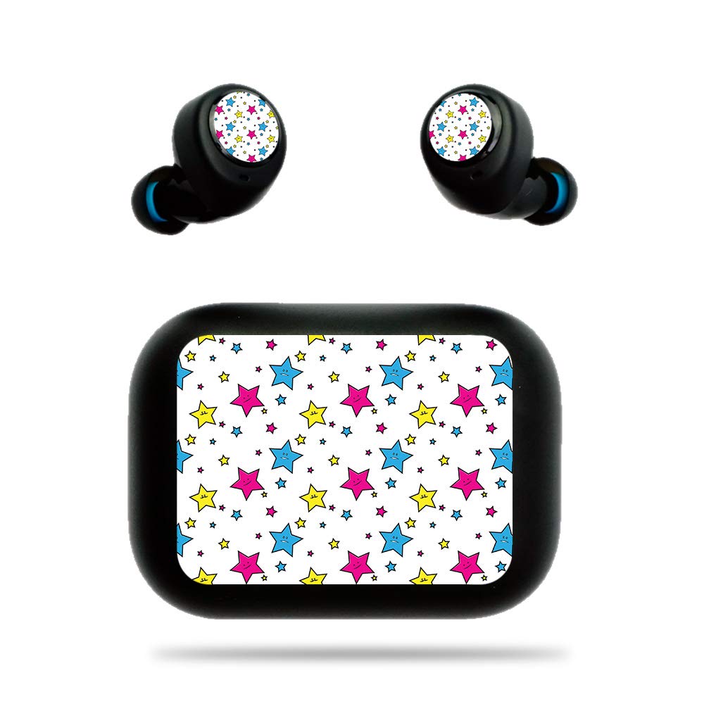 MightySkins Vinyl Decal Wrap Cover for Amazon Echo Buds - Smiley Stars Design | Protective & Durable Skin | Easy to Apply & Remove | Made in USA | Perfect for Customizing & Protecting Your Wireless Earbuds at Home, Gym or Travel
