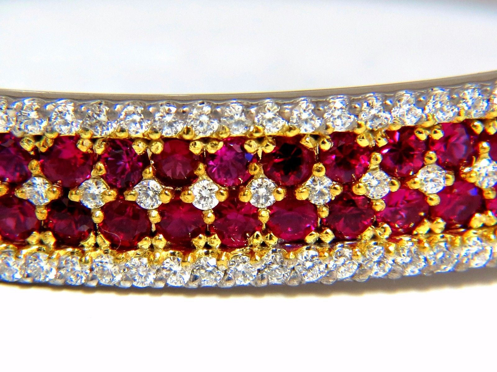 8.00ct Natural Round Cut Ruby & Diamond Bangle Bracelet in 14K Gold - Elegant Jewelry for Weddings, Anniversaries & Special Occasions