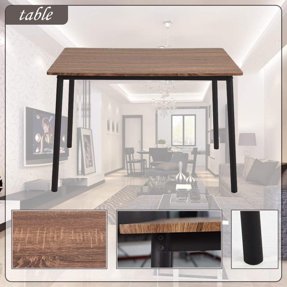 5-Piece Rustic Industrial Style Wooden Kitchen Table and Chairs Set for 4 - Perfect for Small Dining Rooms, Breakfast Nooks & Farmhouse Kitchens