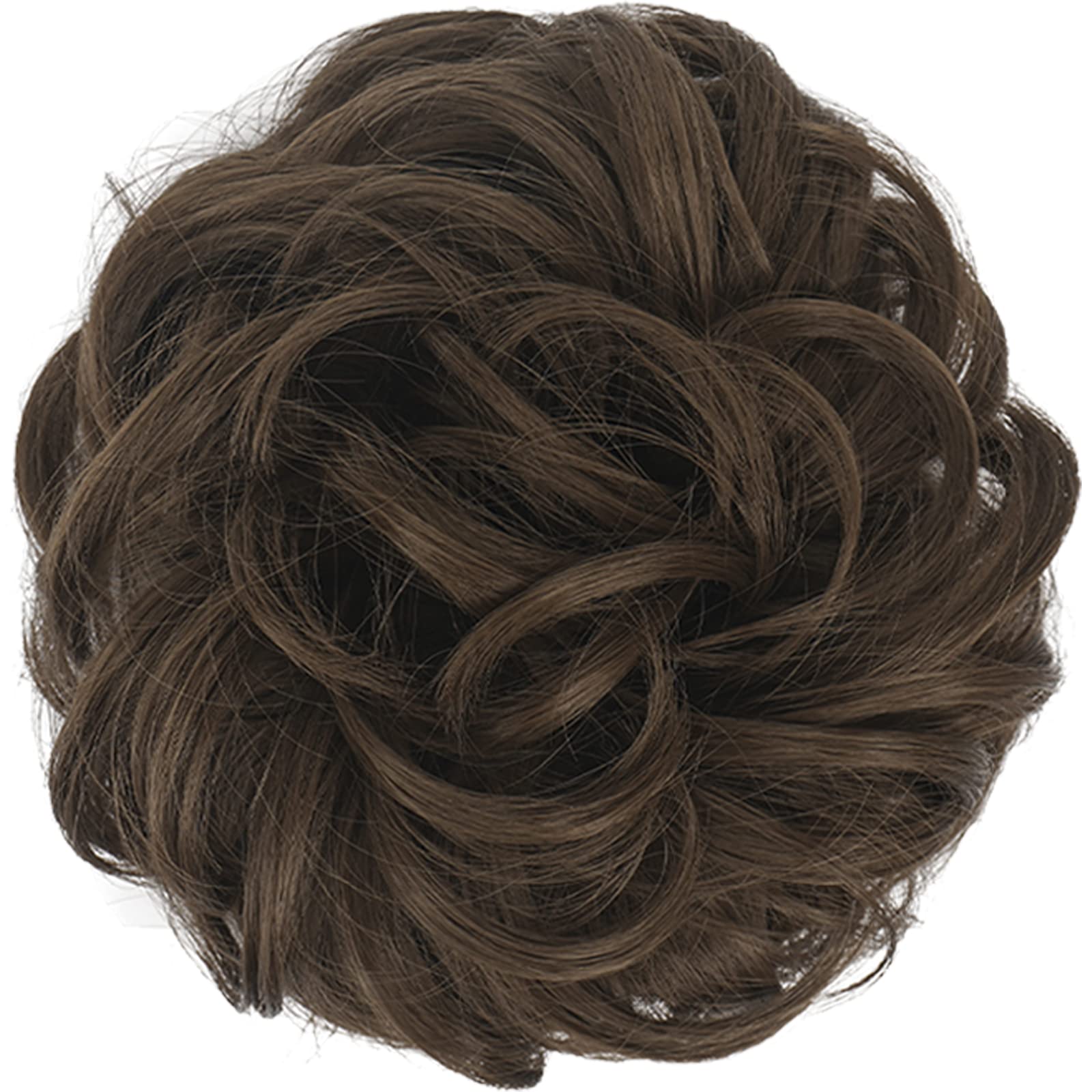 FESHFEN Synthetic Hair Bun Extensions - Messy Curly Hair Donut Scrunchies for Women & Girls - Plus Size Updo Hairpieces (1.94oz) - Perfect for Parties, Weddings & Everyday Hairstyles