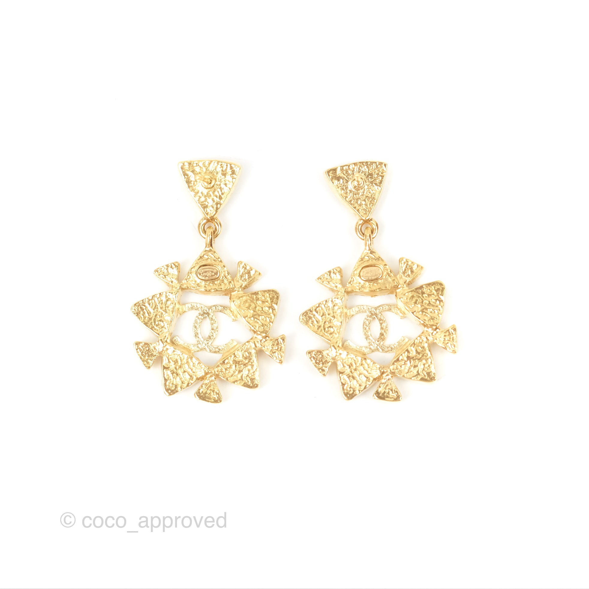 Chanel CC Crystal Drop Earrings for Women - Gold Tone Luxury Fashion Jewelry - Perfect for Parties, Weddings & Special Occasions
