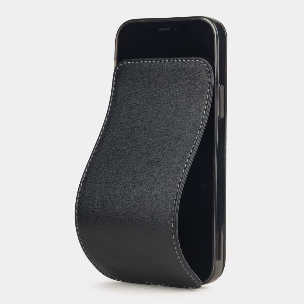 Premium Genuine Leather Folio Case for iPhone 12 & 12 Pro - French Crafted Patent Design - Slim Protective Wallet Cover - Perfect for Business & Travel (Black)